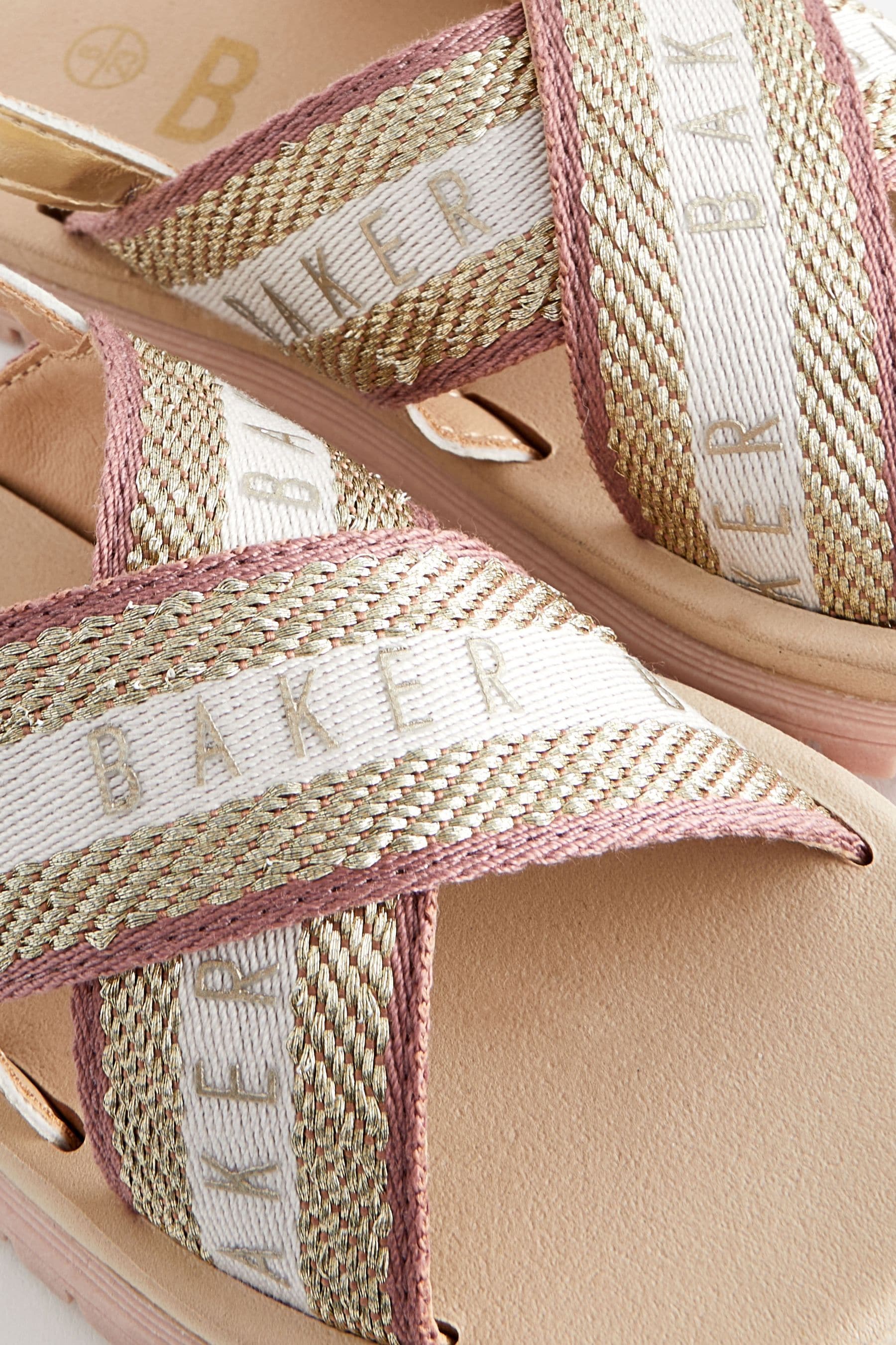 Pink Baker by Ted Baker Girls Woven and Metallic Wedge Sandals