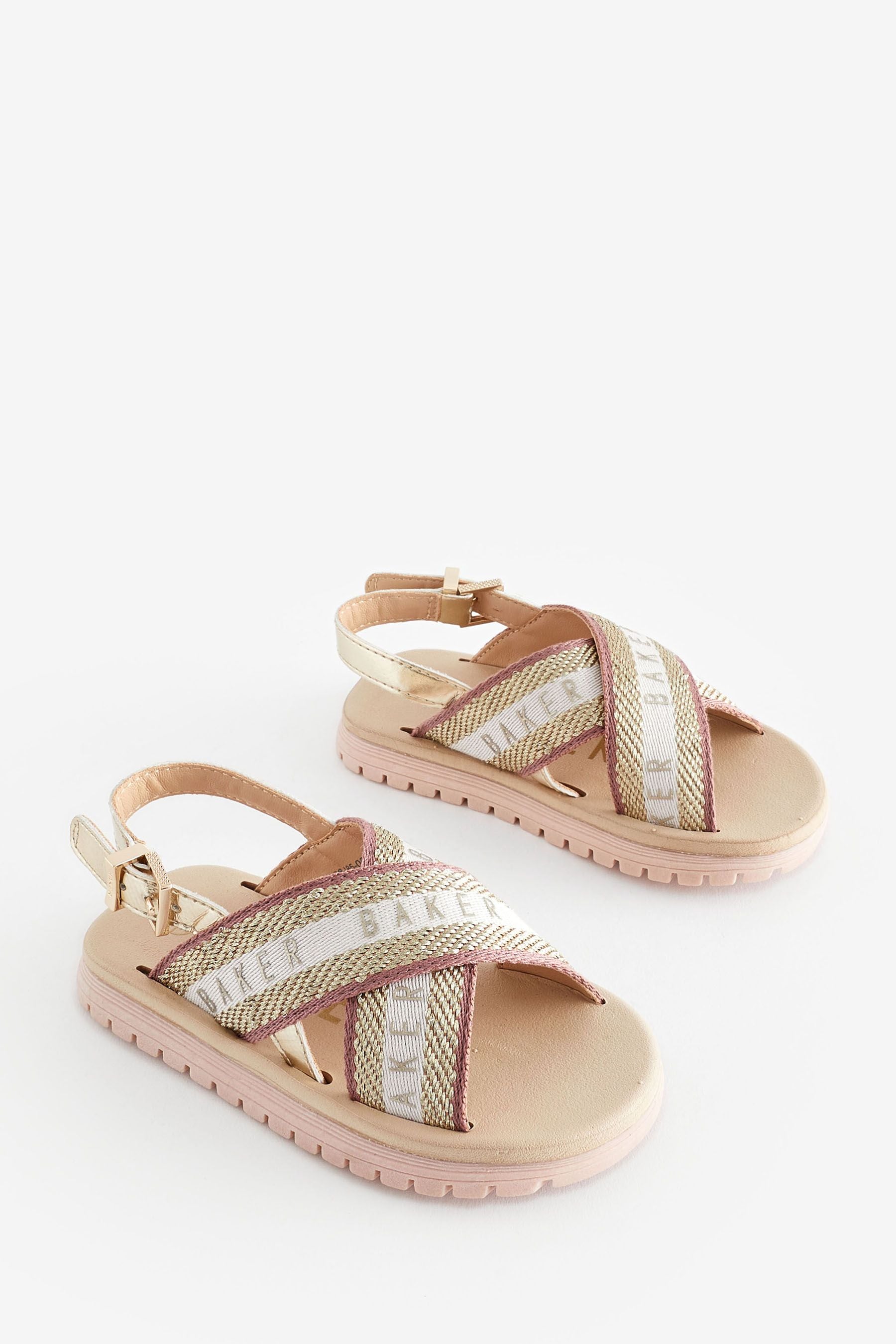 Pink Baker by Ted Baker Girls Woven and Metallic Wedge Sandals