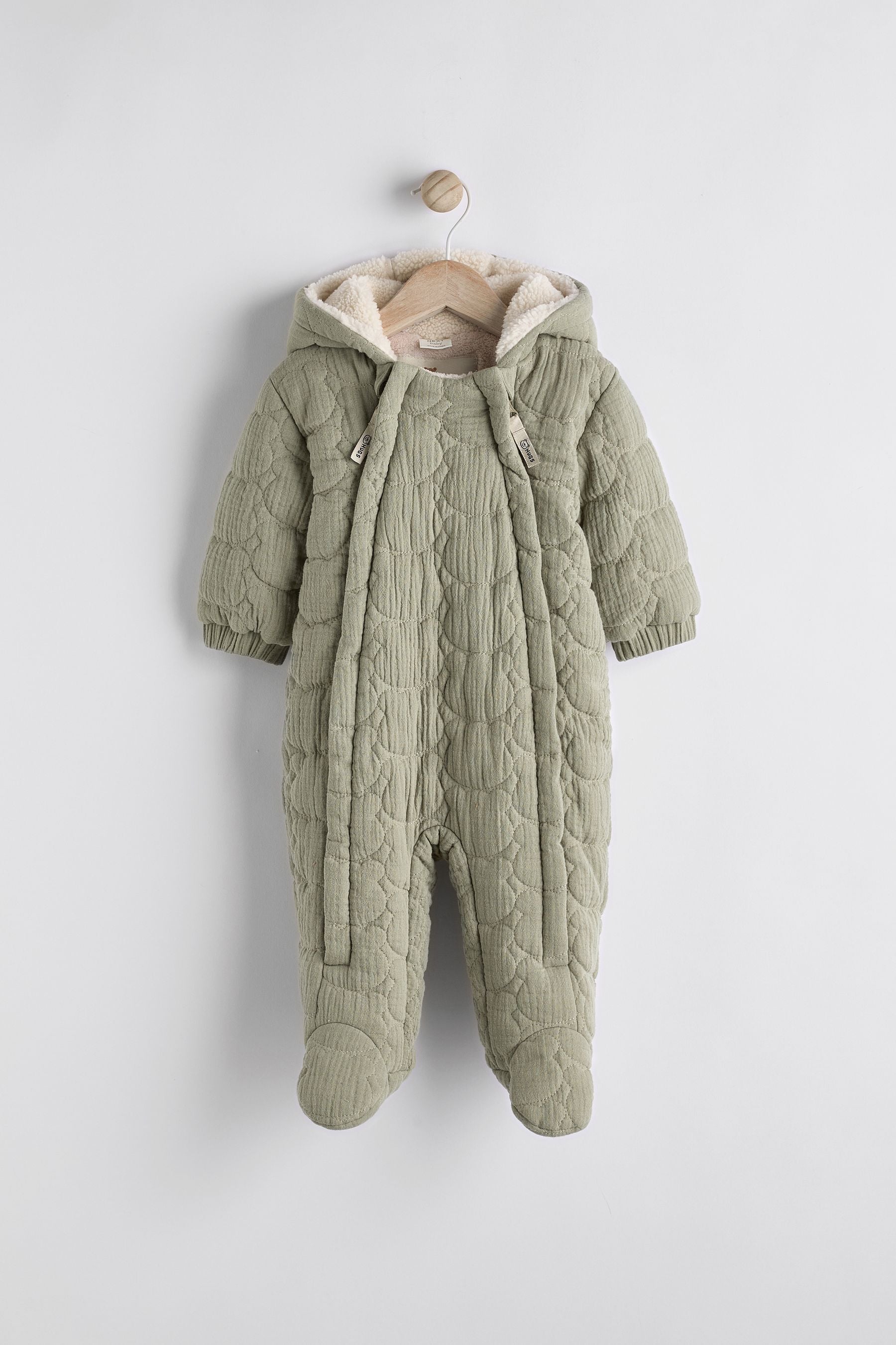 Sage Green Baby Textured Pramsuit (0mths-2yrs)