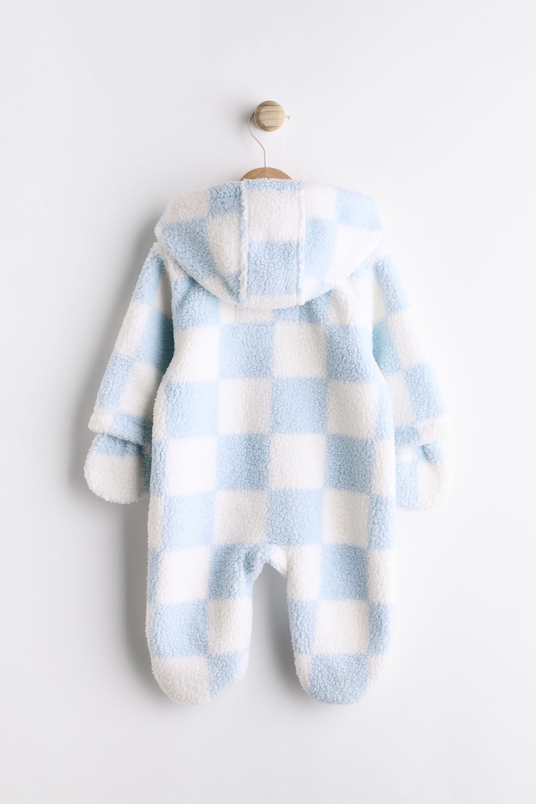 Blue/White Checkerboard Baby Pramsuit (0mths-2yrs)