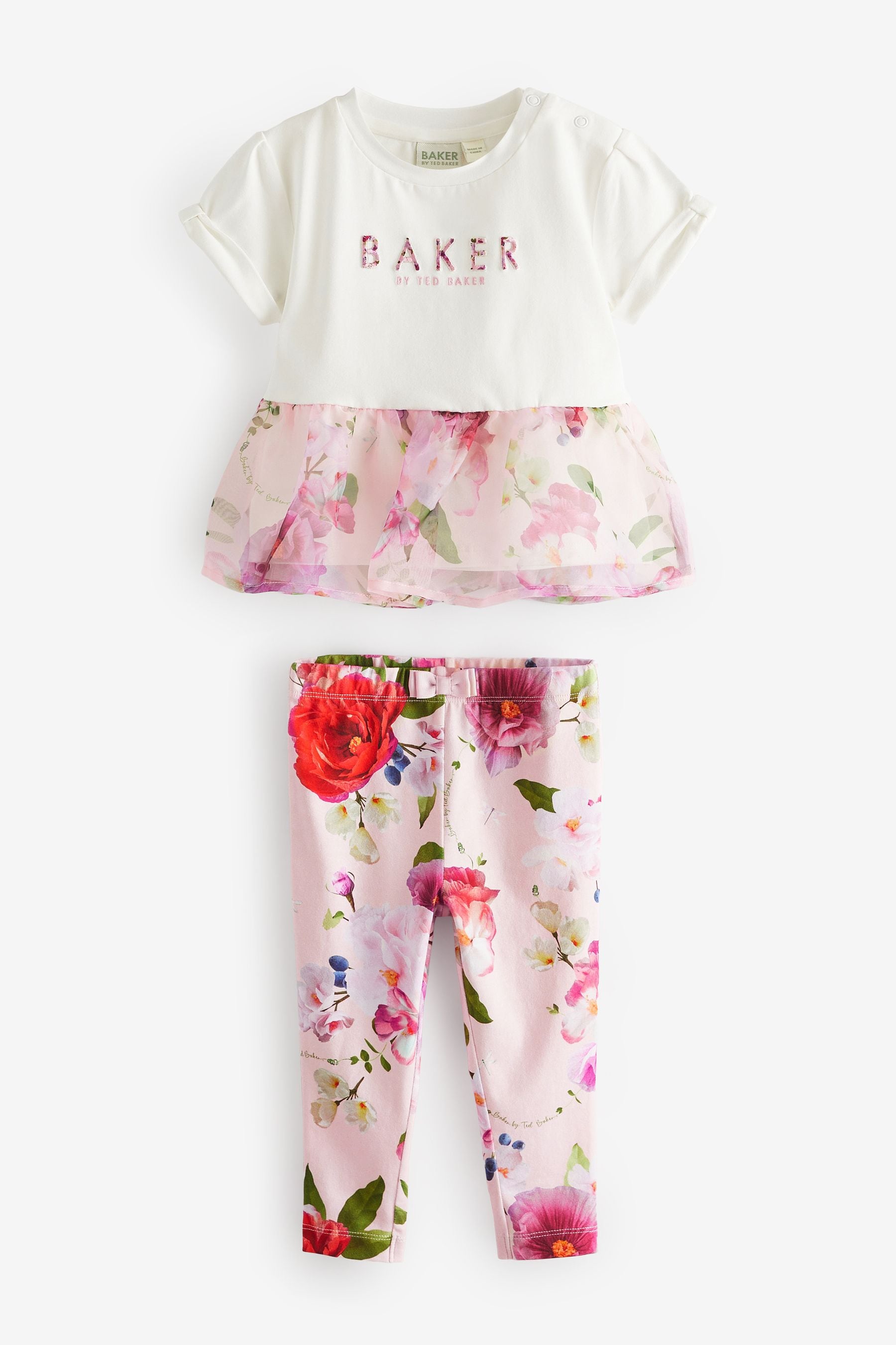 Pink Baker by Ted Baker Organza Peplum T-Shirt and Legging Set