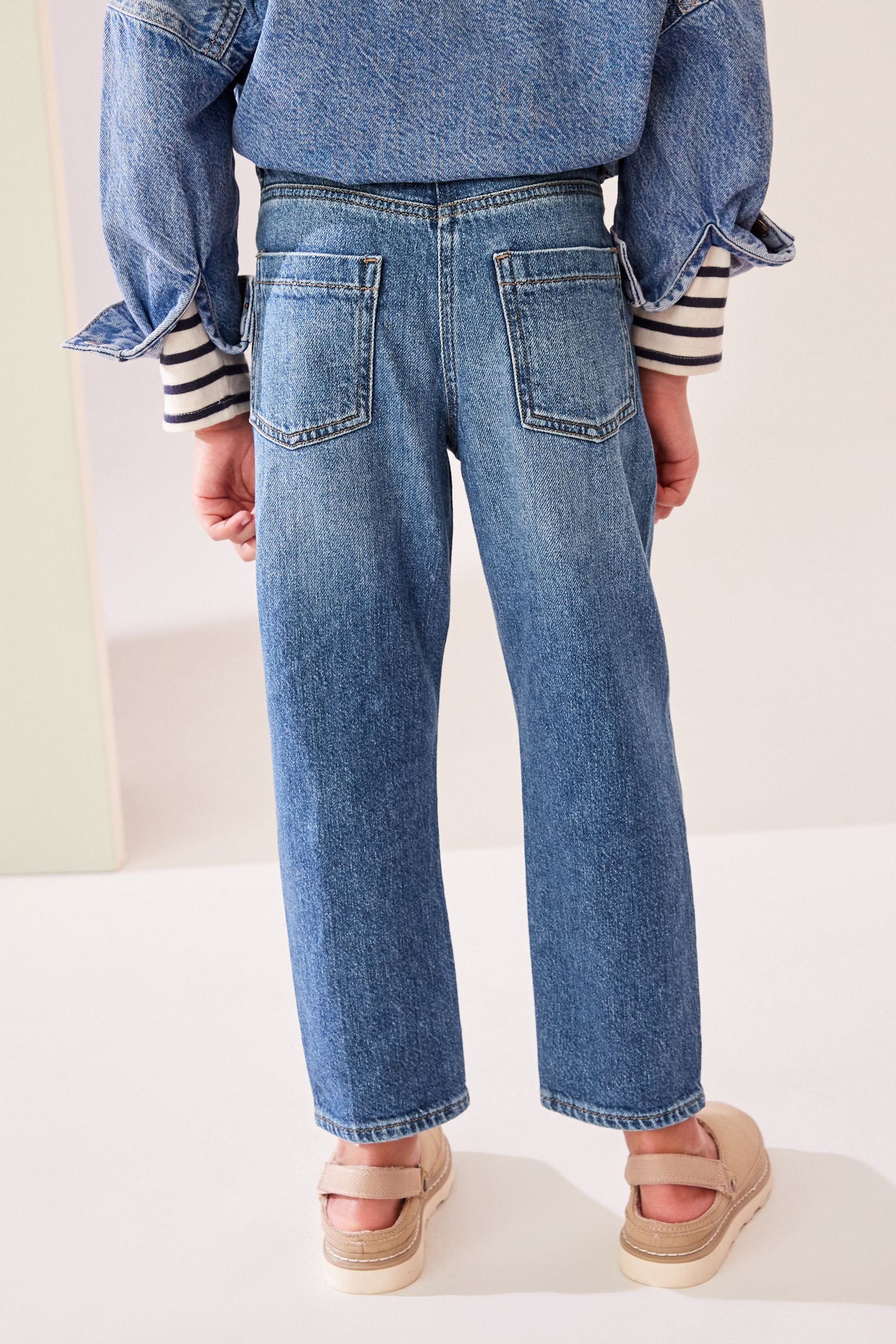 Mid Blue Mom Jeans with Stretch (3-16yrs)