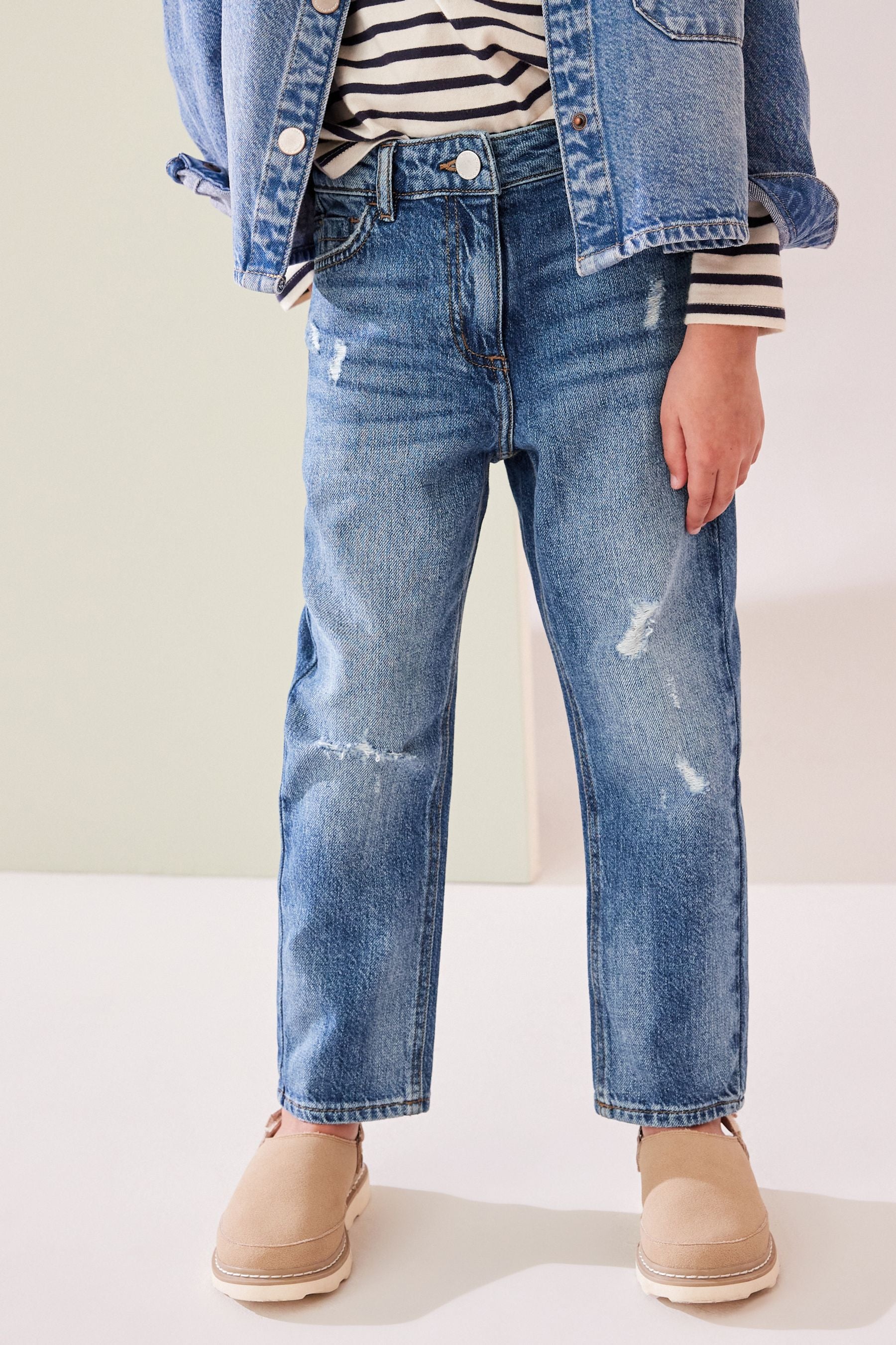 Mid Blue Mom Jeans with Stretch (3-16yrs)