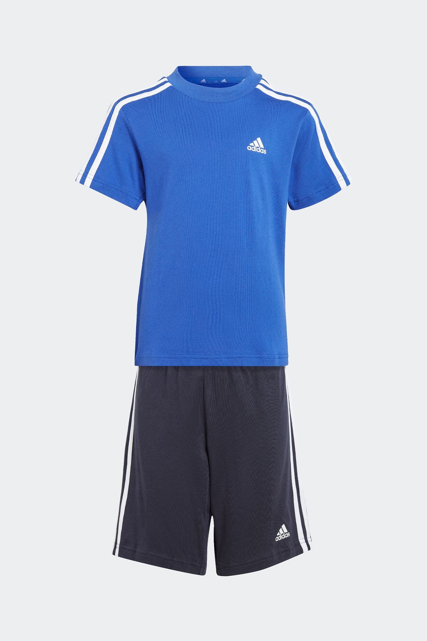 adidas Blue Kids Essentials 100% Cotton Top and Shorts Set