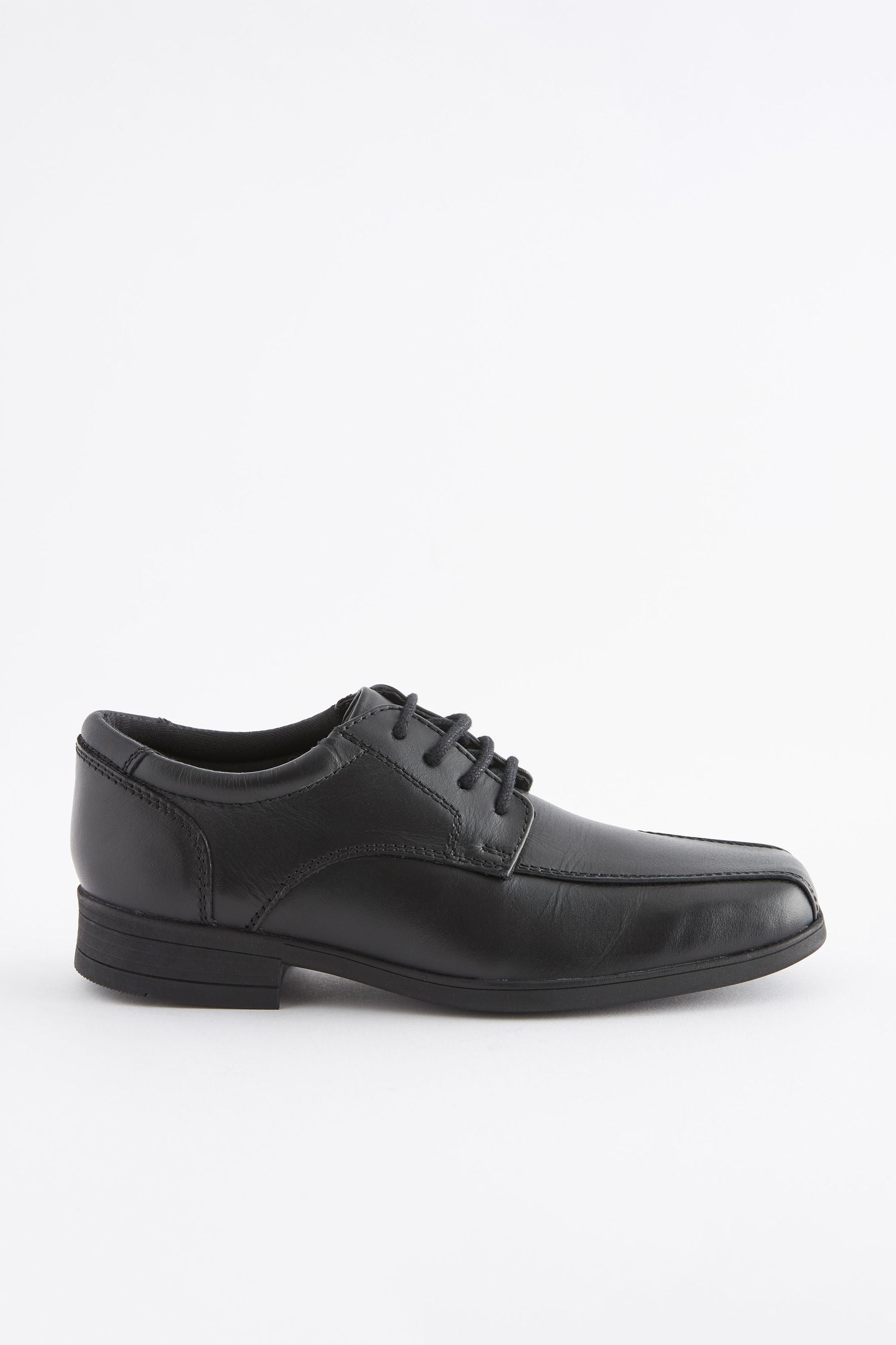 Black Wide Fit (G) School Leather Lace-Up Shoes