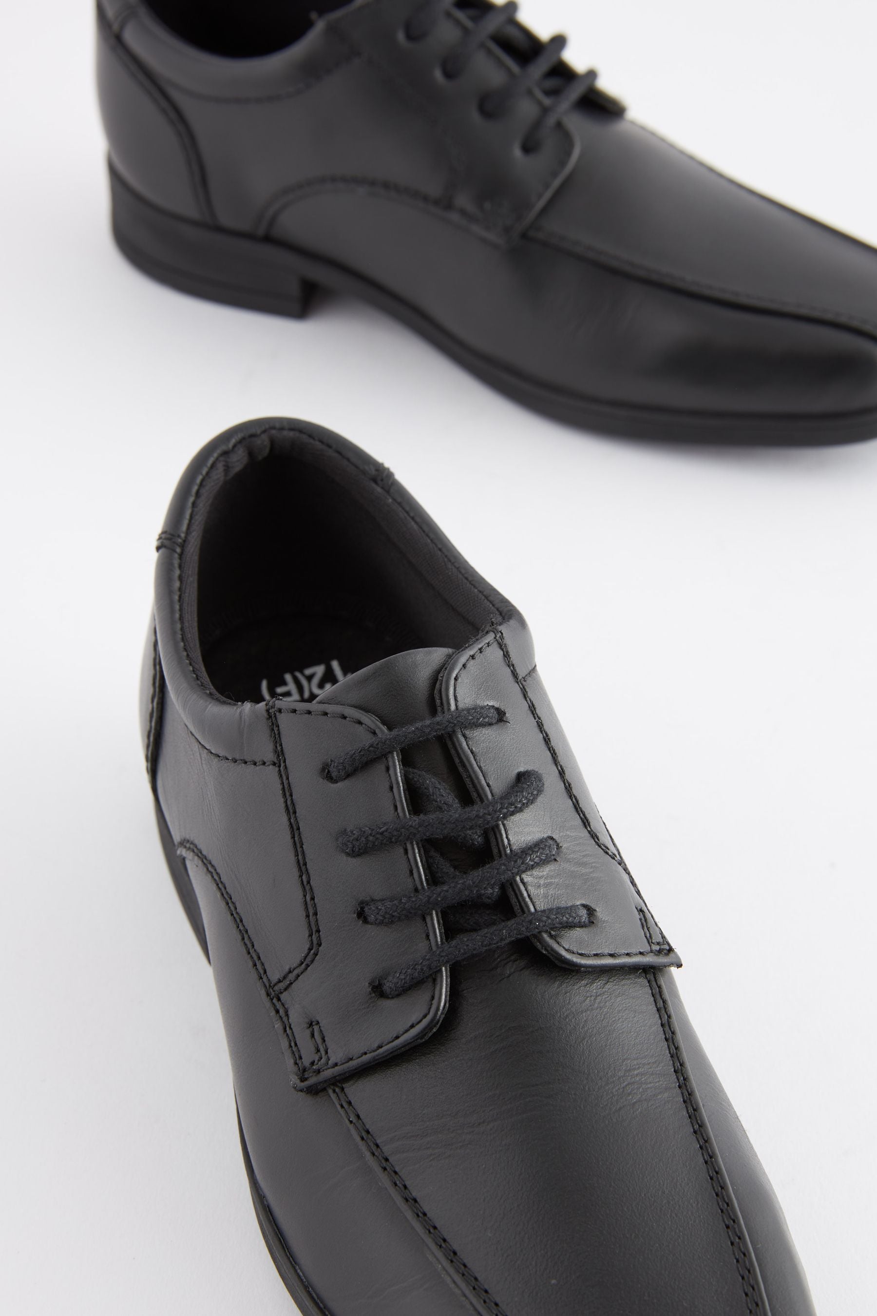 Black Wide Fit (G) School Leather Lace-Up Shoes