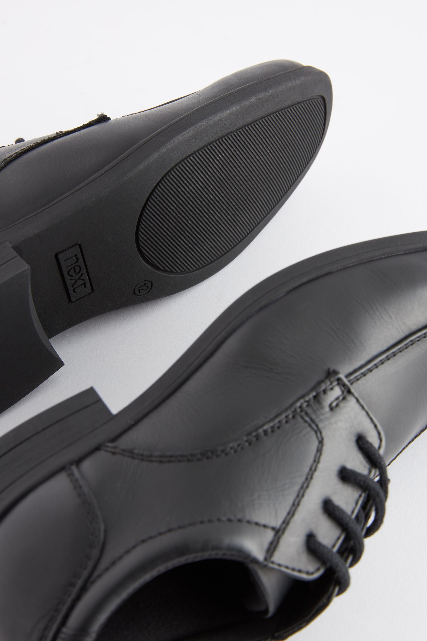 Black Wide Fit (G) School Leather Lace-Up Shoes