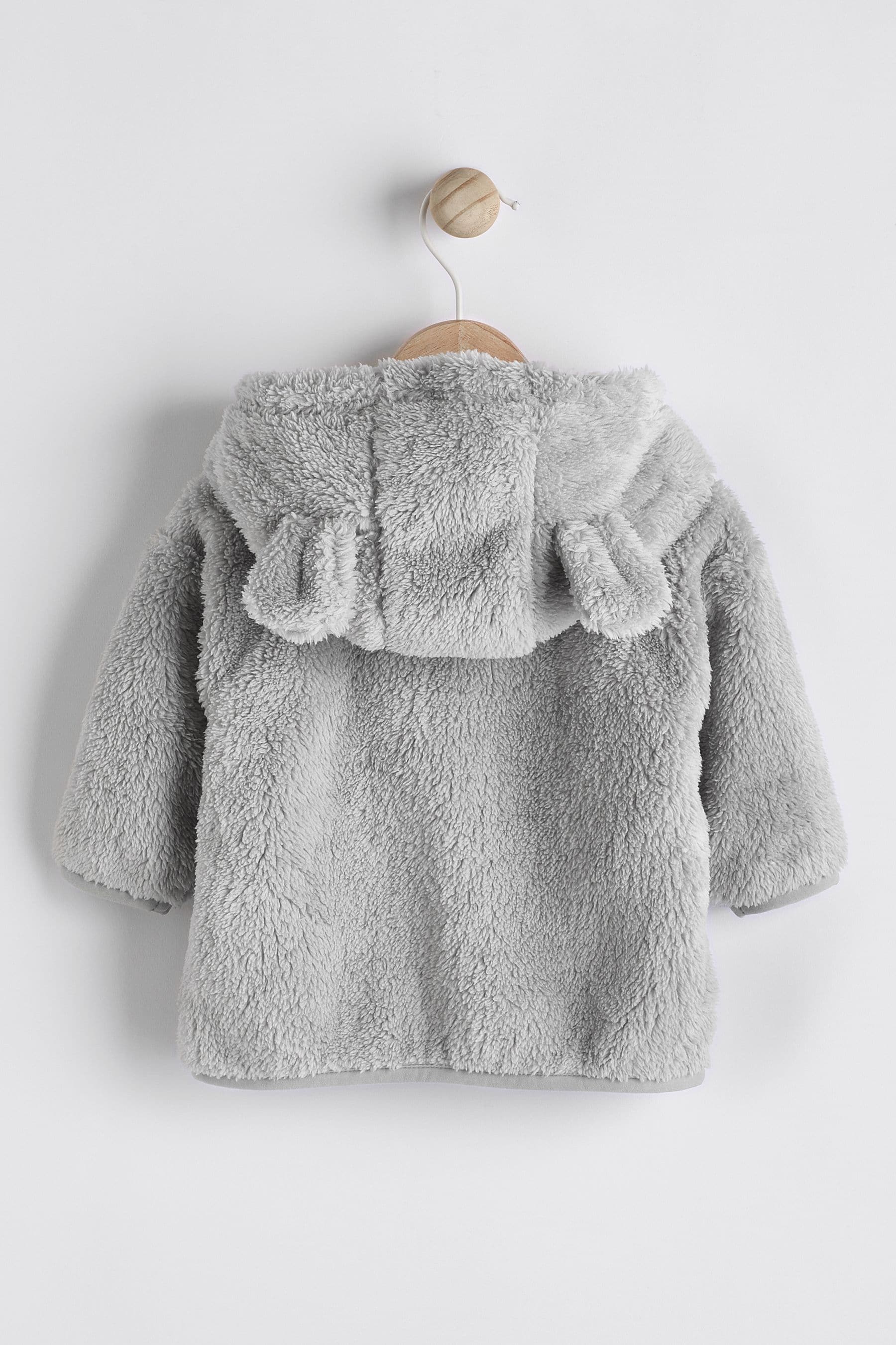 Grey Cosy Fleece Baby Hooded Jacket