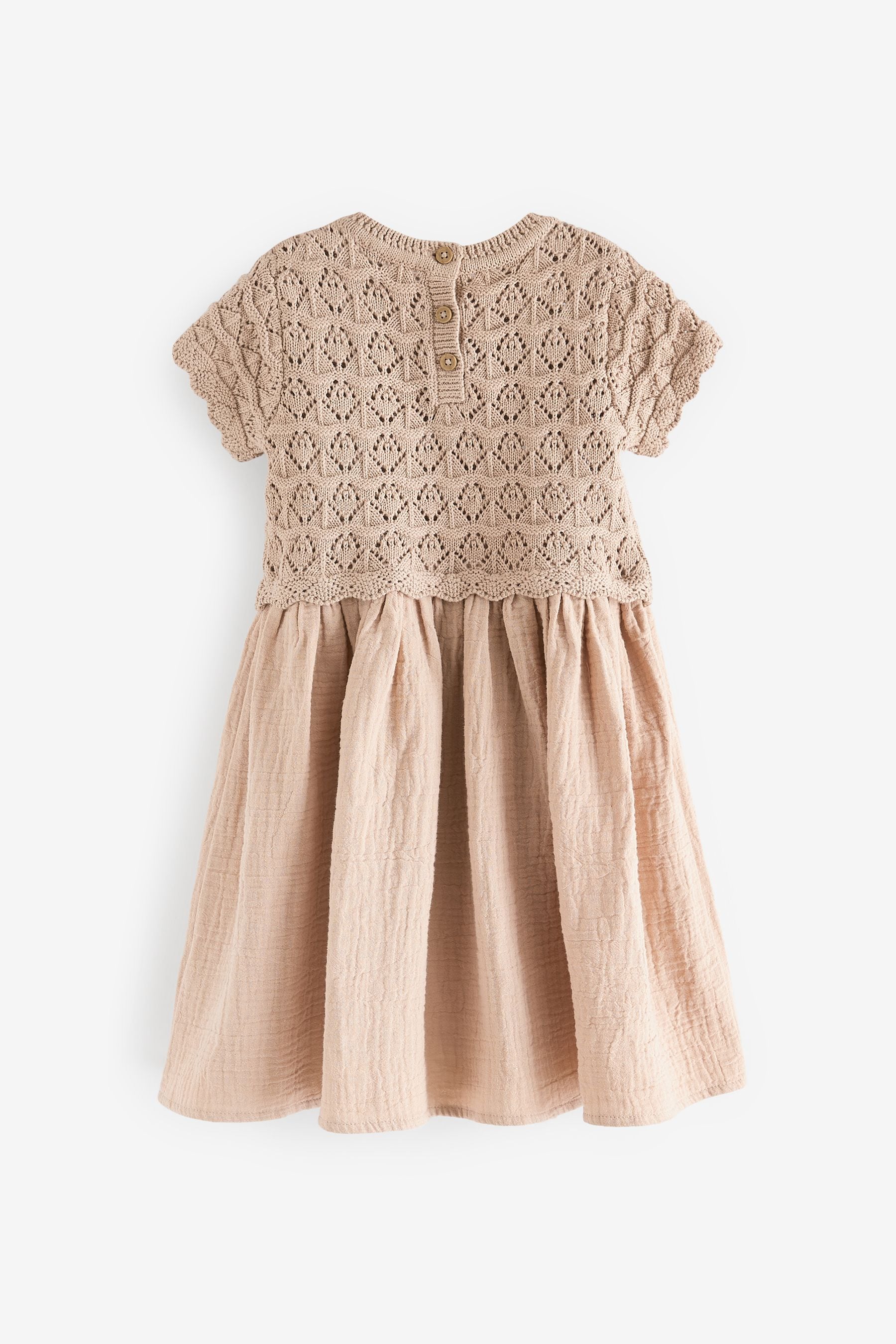 Neutral Crochet Flower Dress (3mths-7yrs)