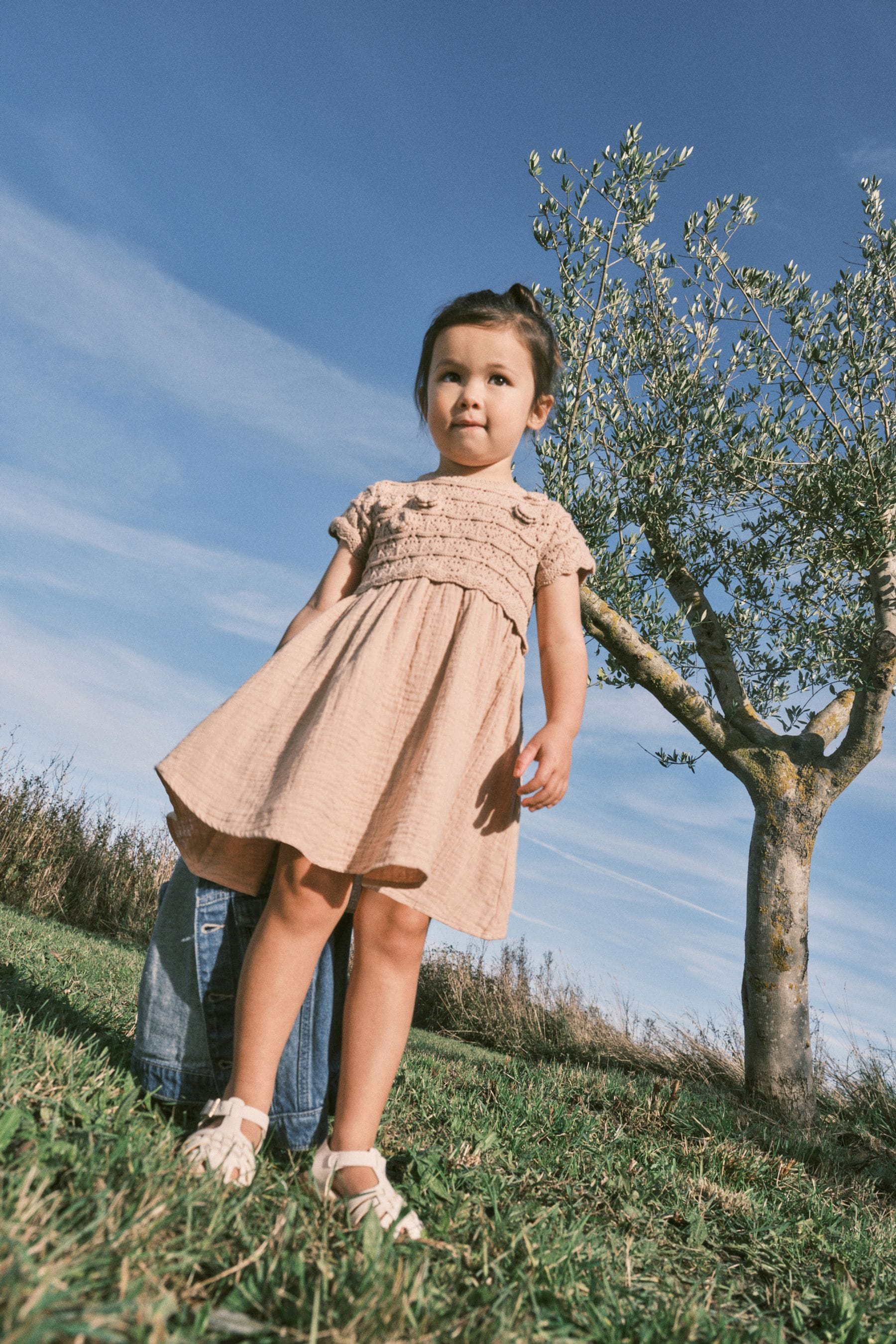 Neutral Crochet Flower Dress (3mths-7yrs)