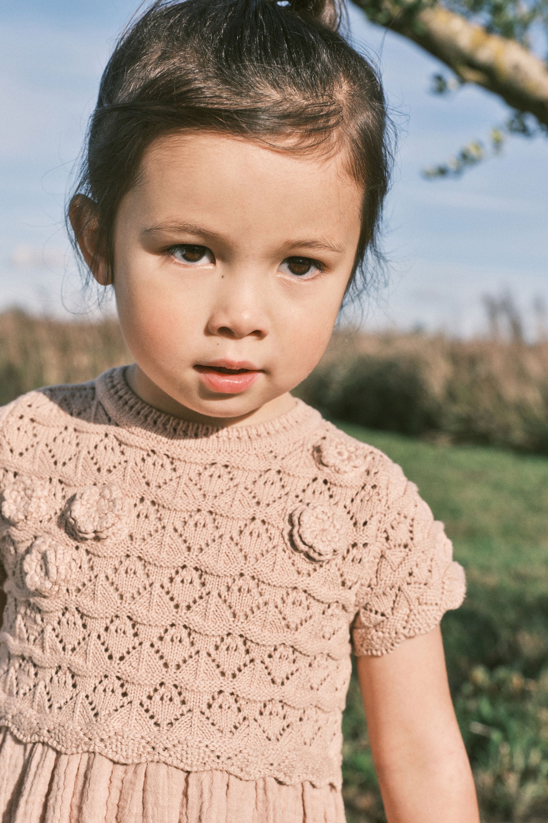 Neutral Crochet Flower Dress (3mths-7yrs)