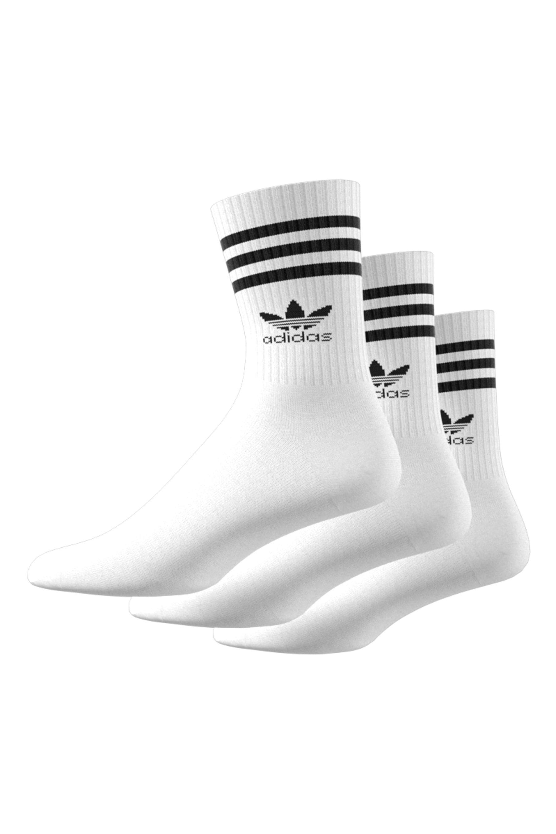 adidas Originals White Mid Cut Crew Socks 3 Pack