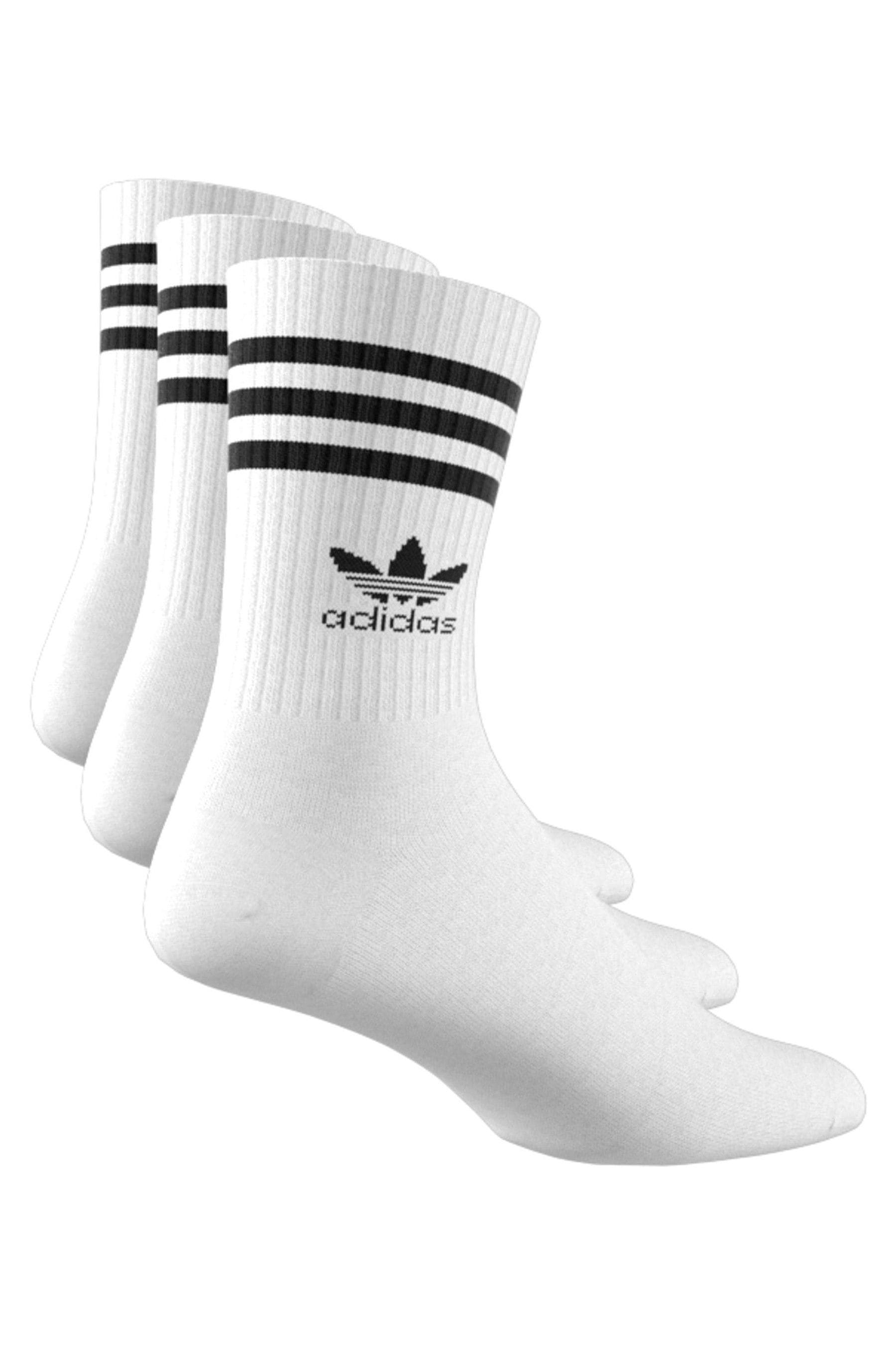 adidas Originals White Mid Cut Crew Socks 3 Pack