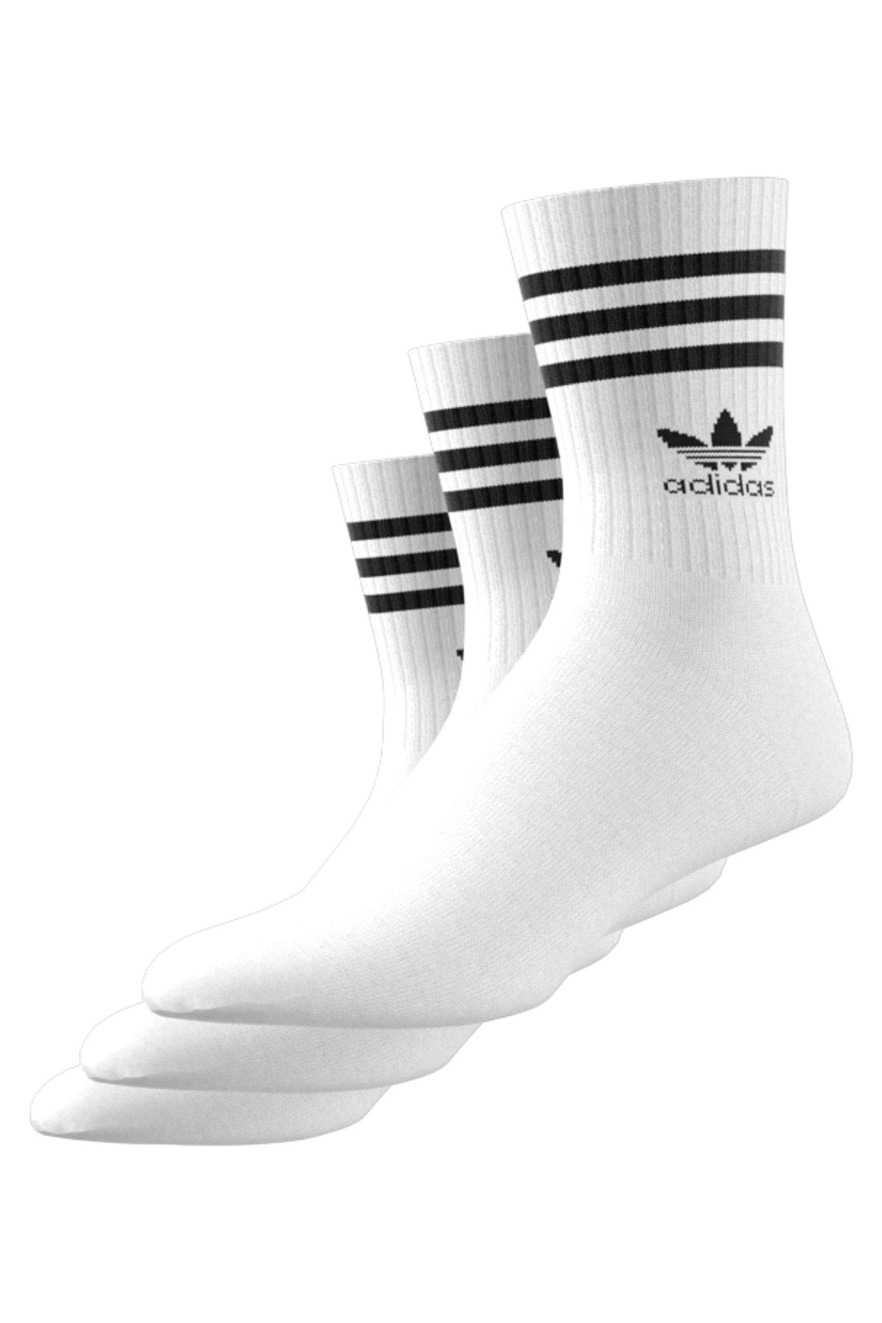 adidas Originals White Mid Cut Crew Socks 3 Pack