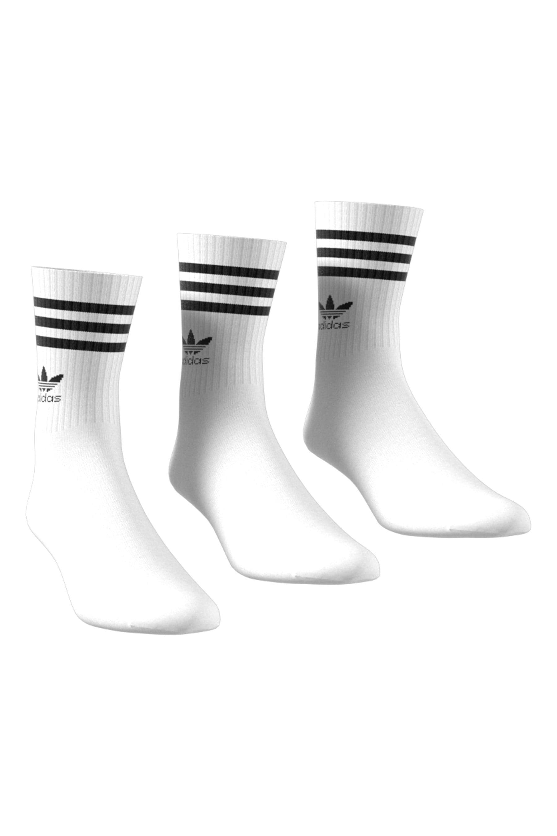 adidas Originals White Mid Cut Crew Socks 3 Pack