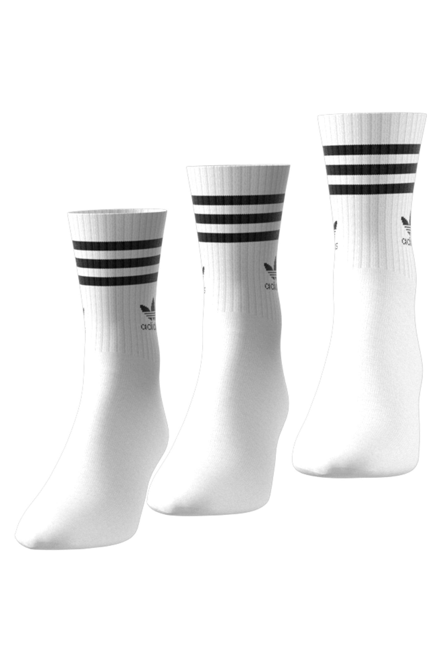 adidas Originals White Mid Cut Crew Socks 3 Pack