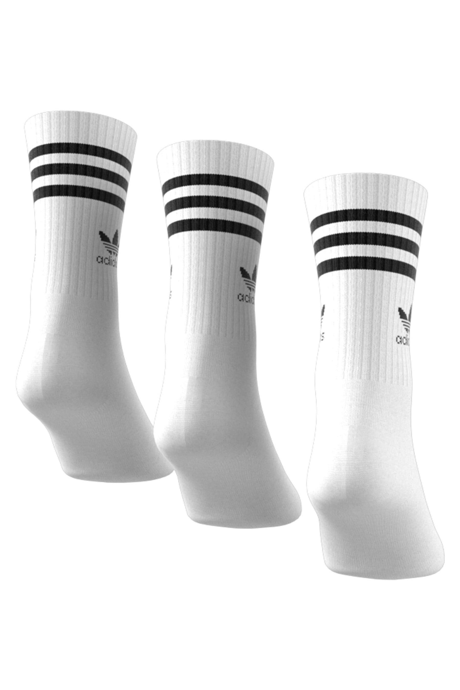 adidas Originals White Mid Cut Crew Socks 3 Pack