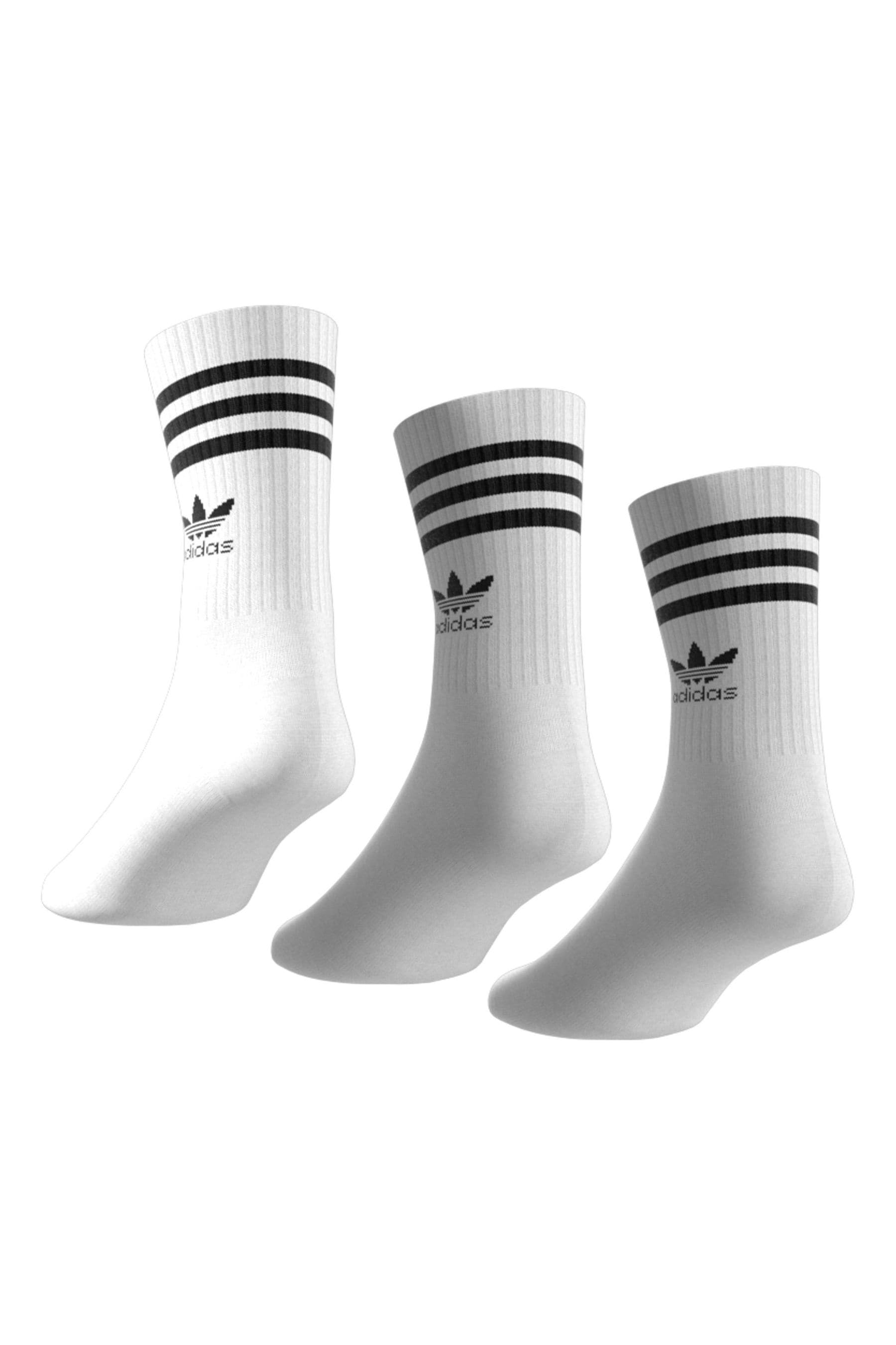 adidas Originals White Mid Cut Crew Socks 3 Pack