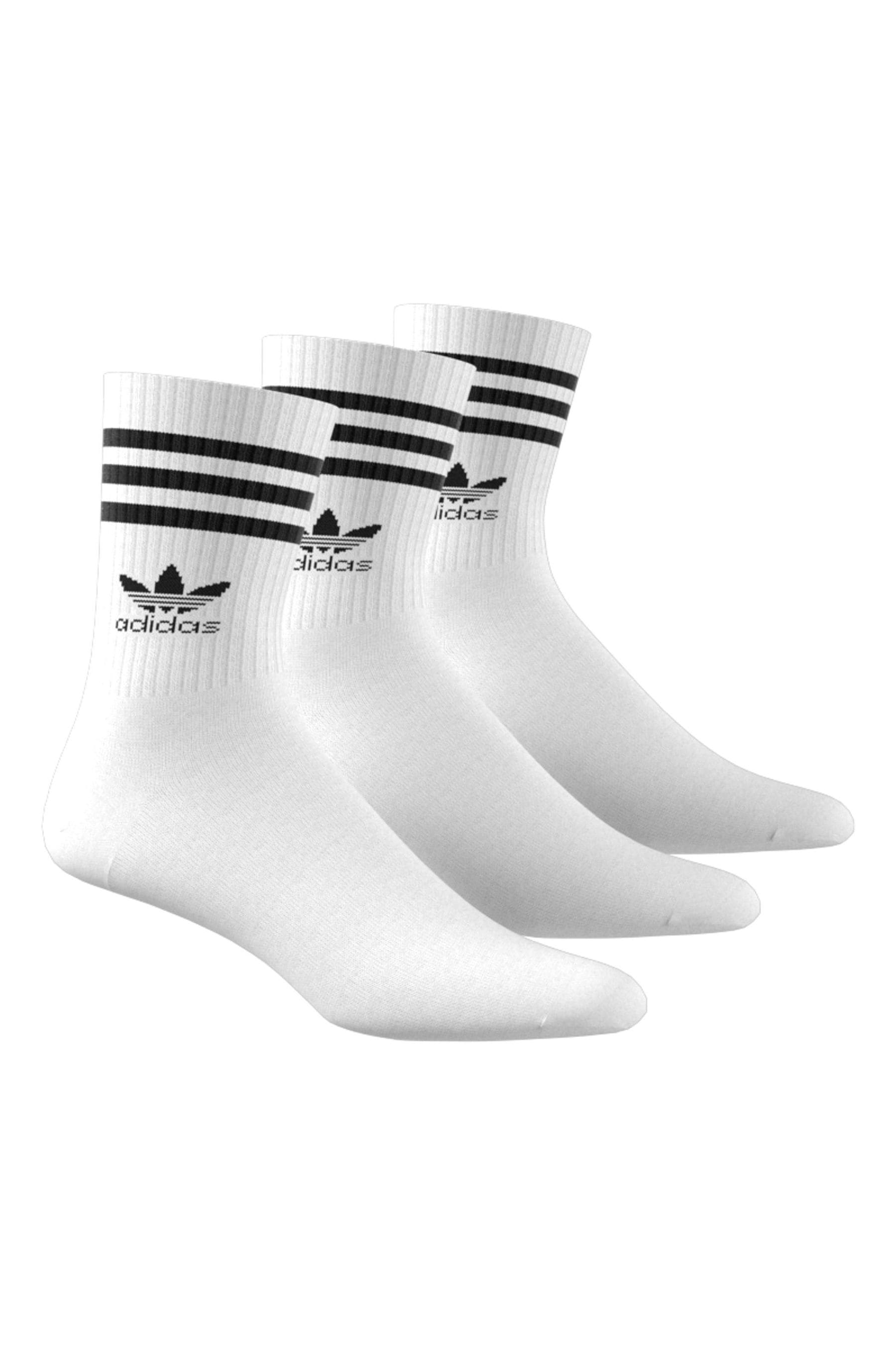 adidas Originals White Mid Cut Crew Socks 3 Pack