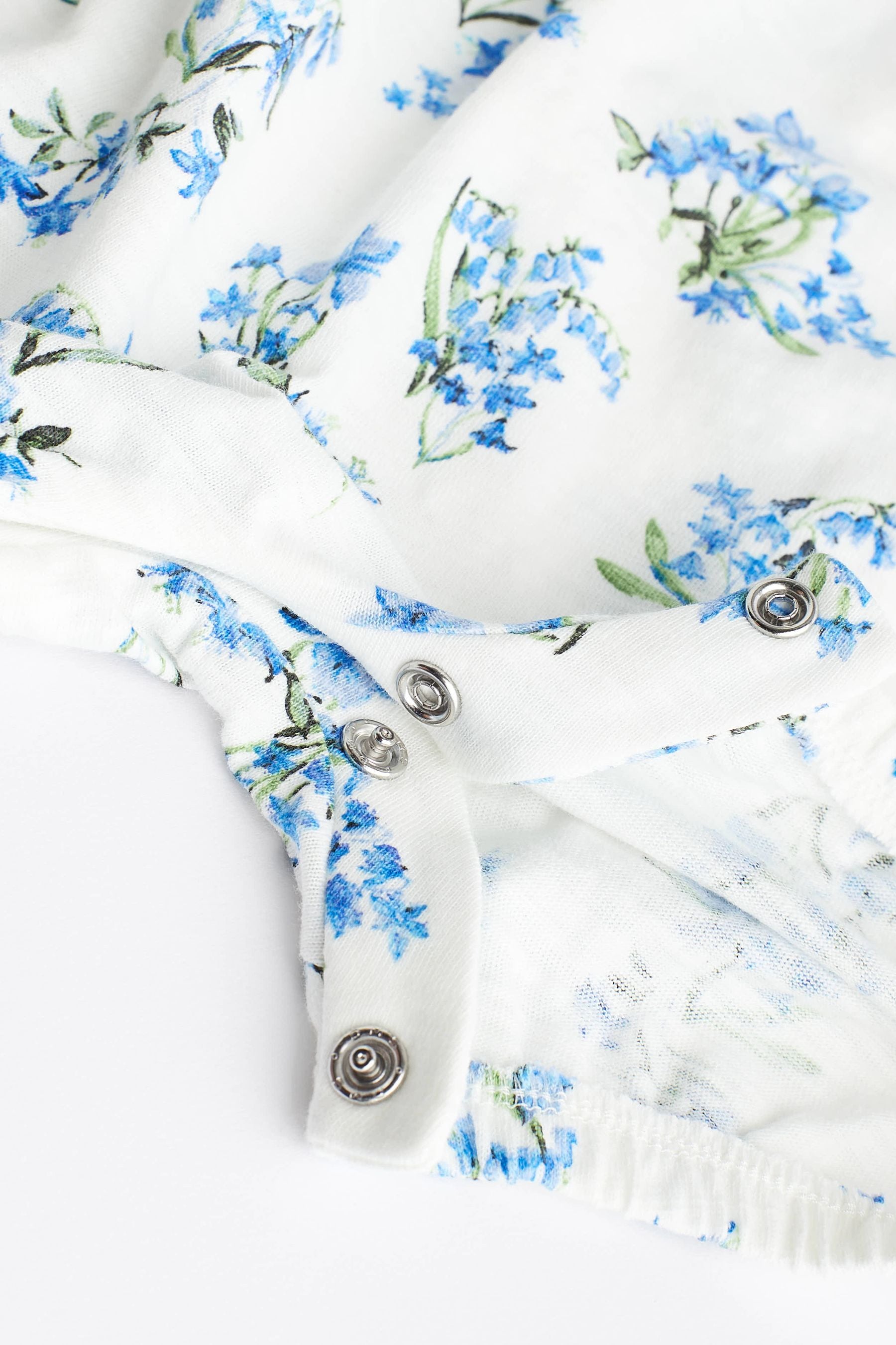 Blue/White Floral Baby Rompers 3 Pack