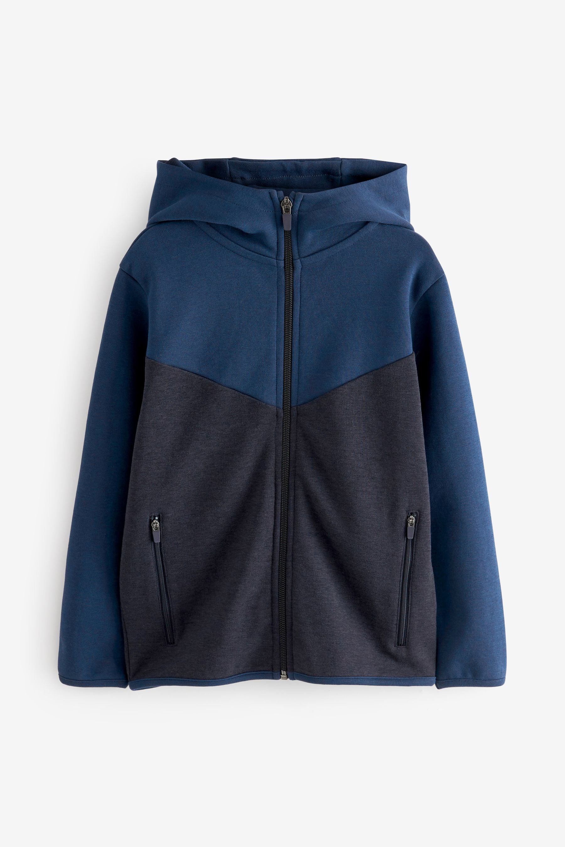 Navy Colour Block Sport Zip Through (4-16yrs)