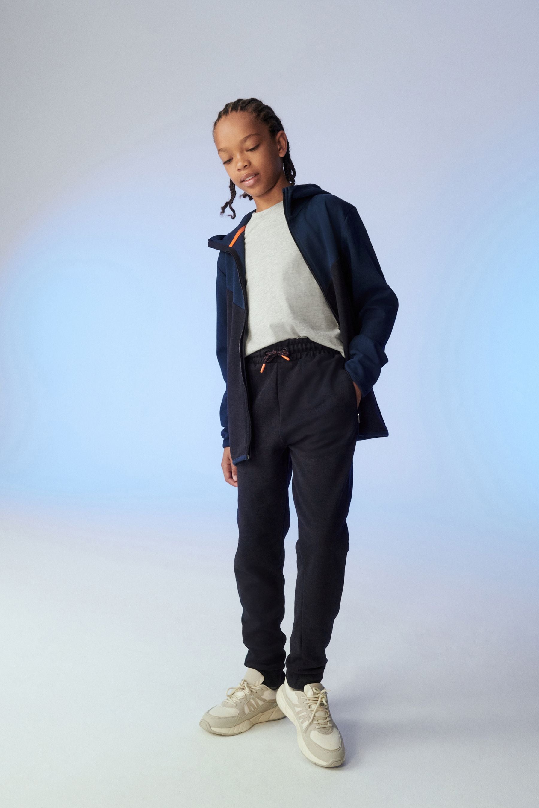 Navy Colour Block Sport Zip Through (4-16yrs)