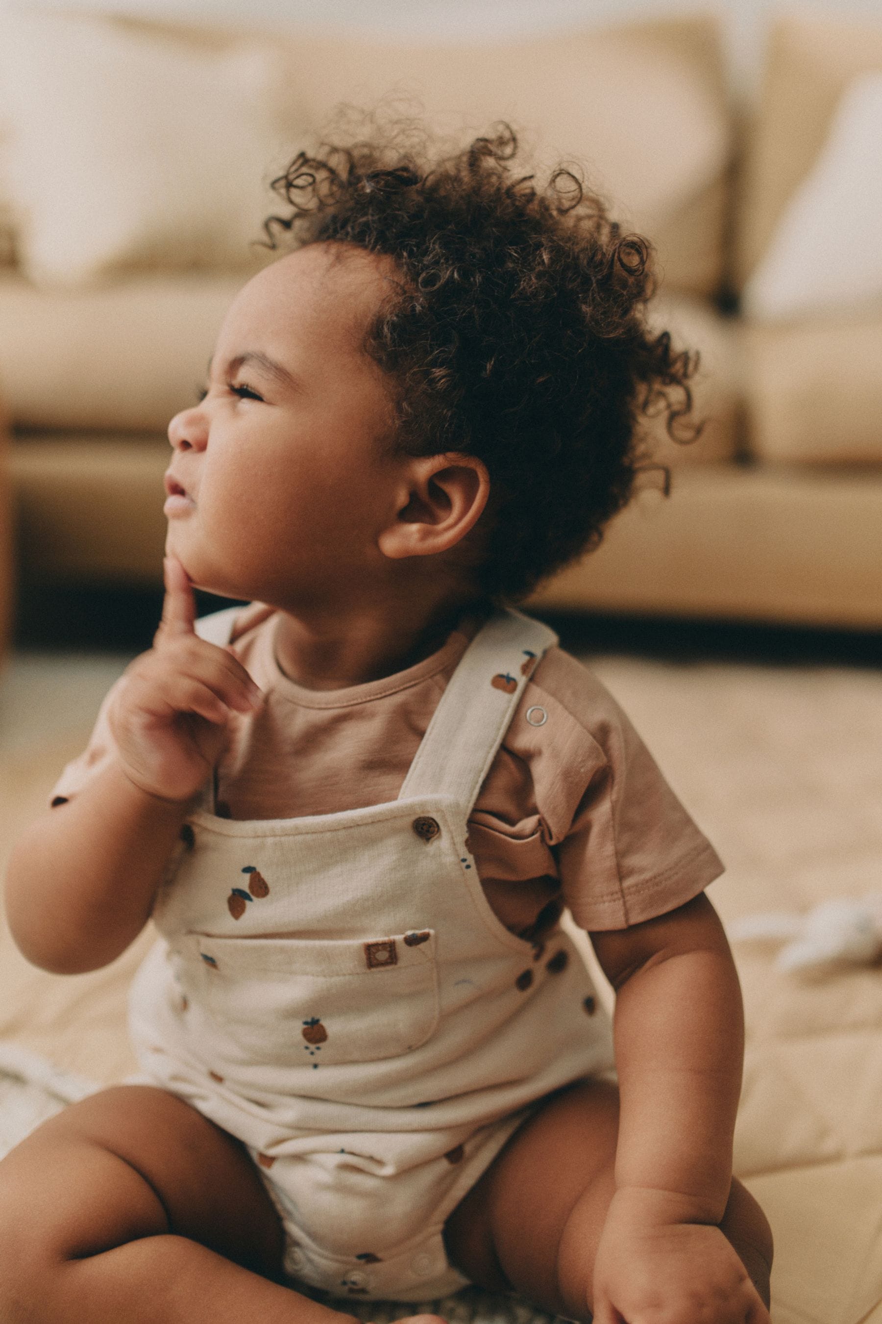 Cream Peach Dungarees And Bodysuit Baby Set (0mths-2yrs)