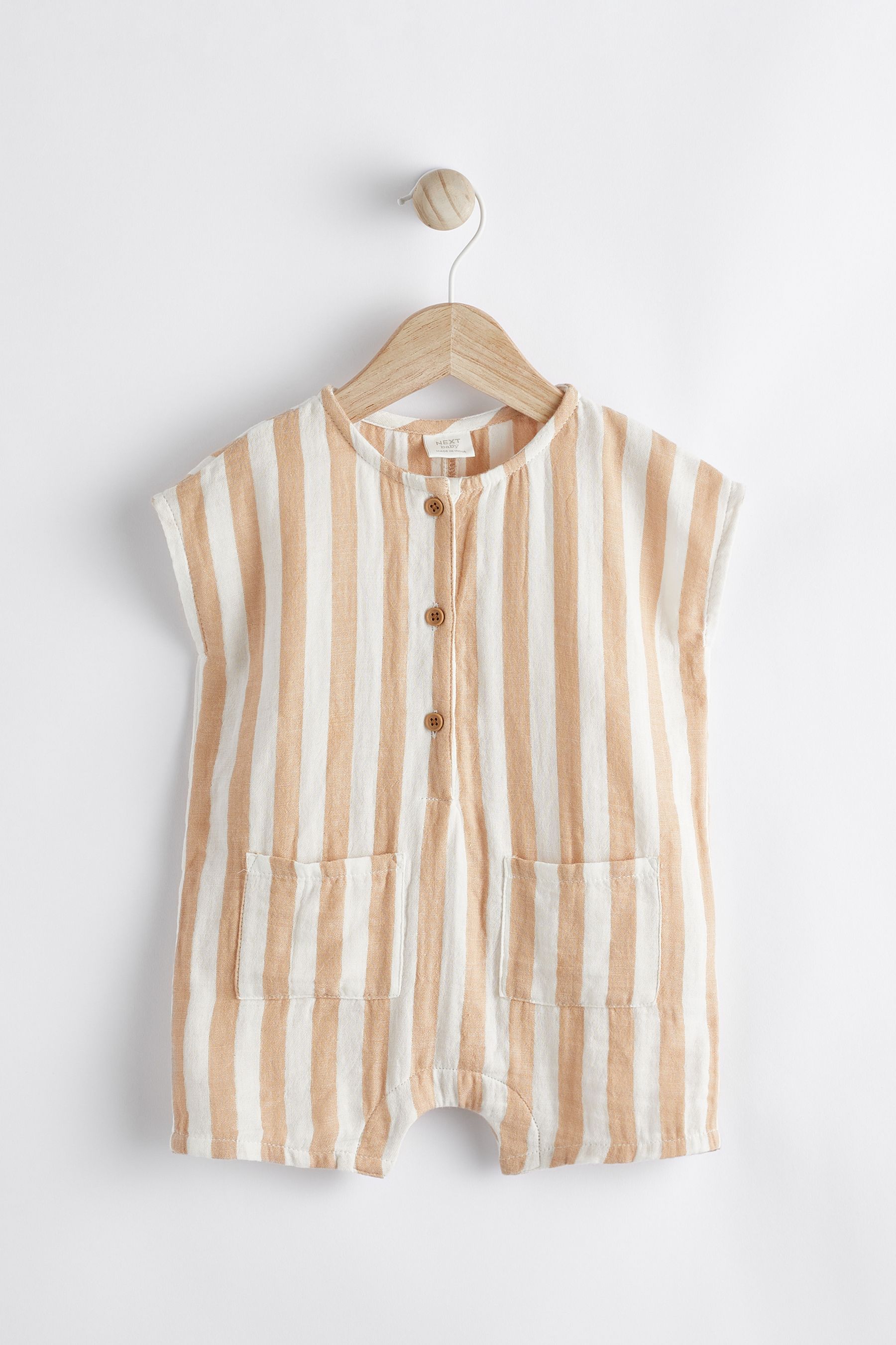 Rust/White Stripe Baby Woven Romper (0mths-2yrs)