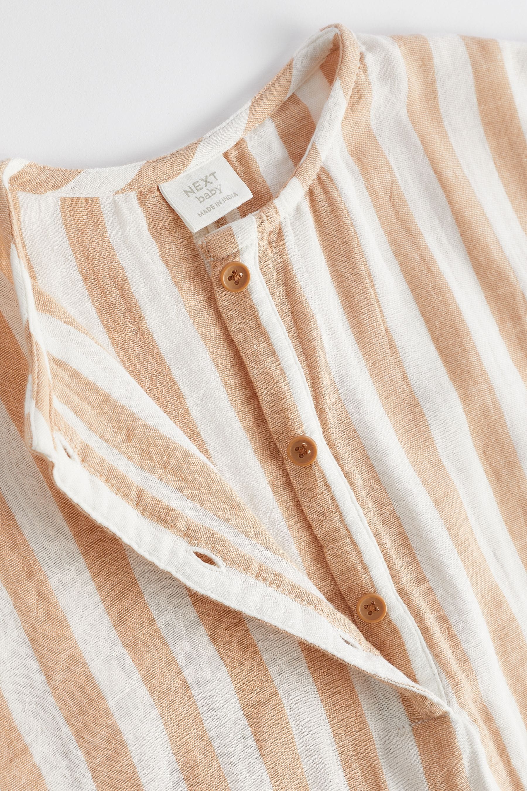 Rust/White Stripe Baby Woven Romper (0mths-2yrs)