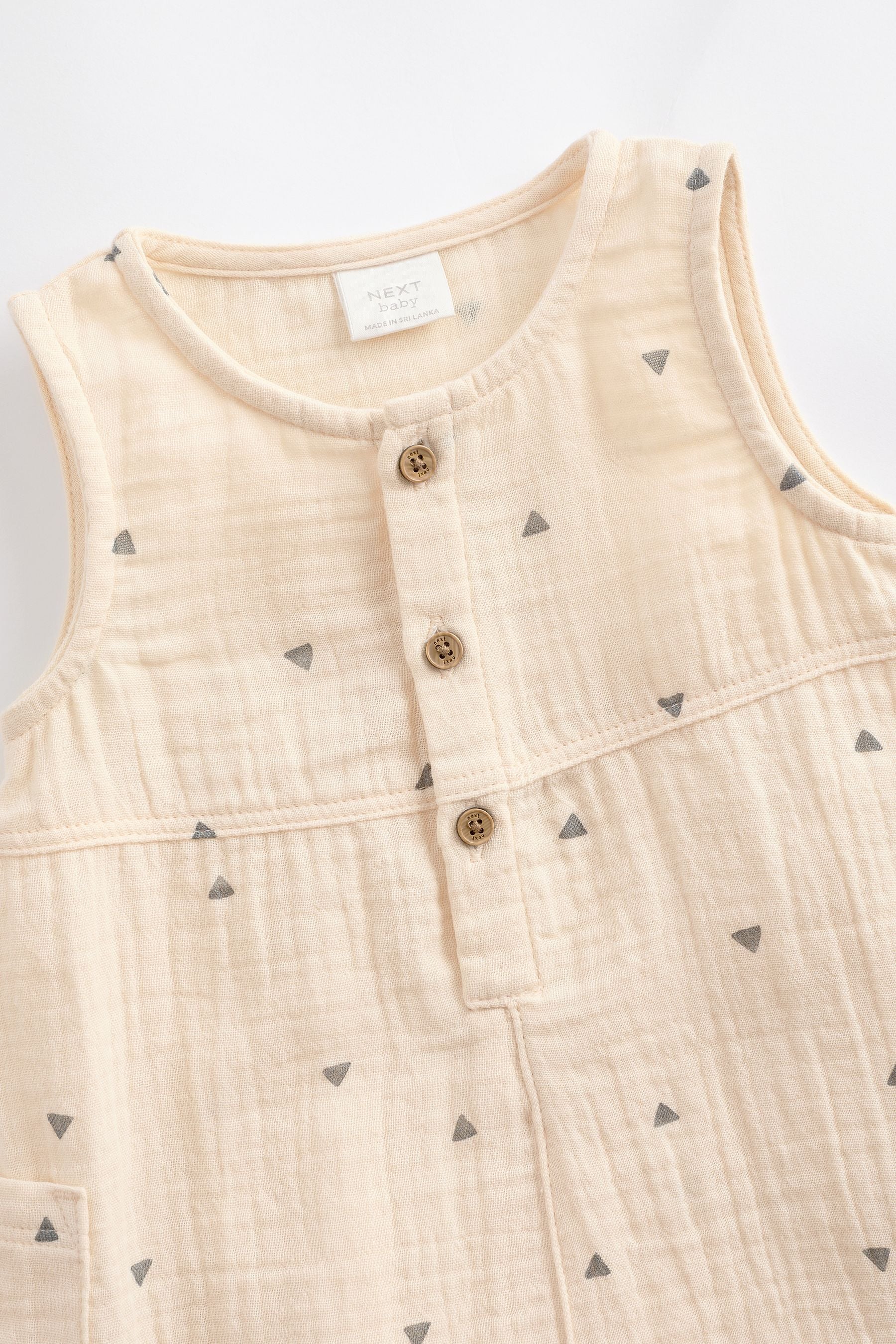 Cream Abstract Print Woven Baby 100% Cotton Jumpsuit (0mths-2yrs)