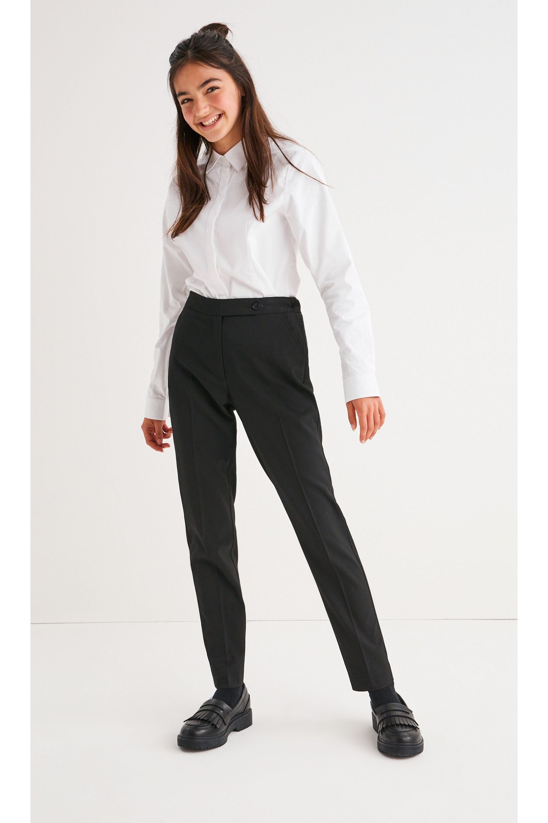 Black Plain Front School Trousers (3-18yrs)