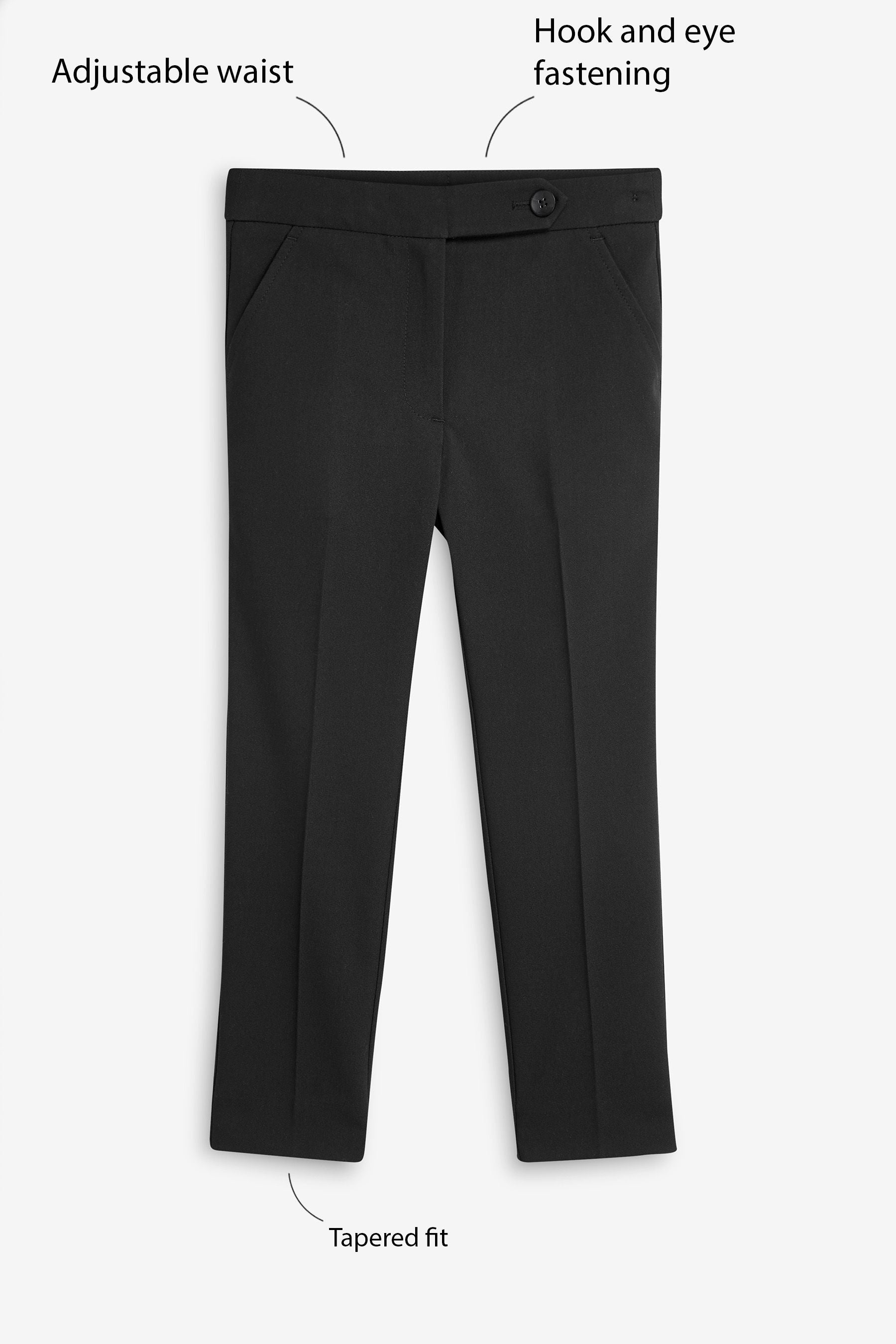 Black Plain Front School Trousers (3-18yrs)