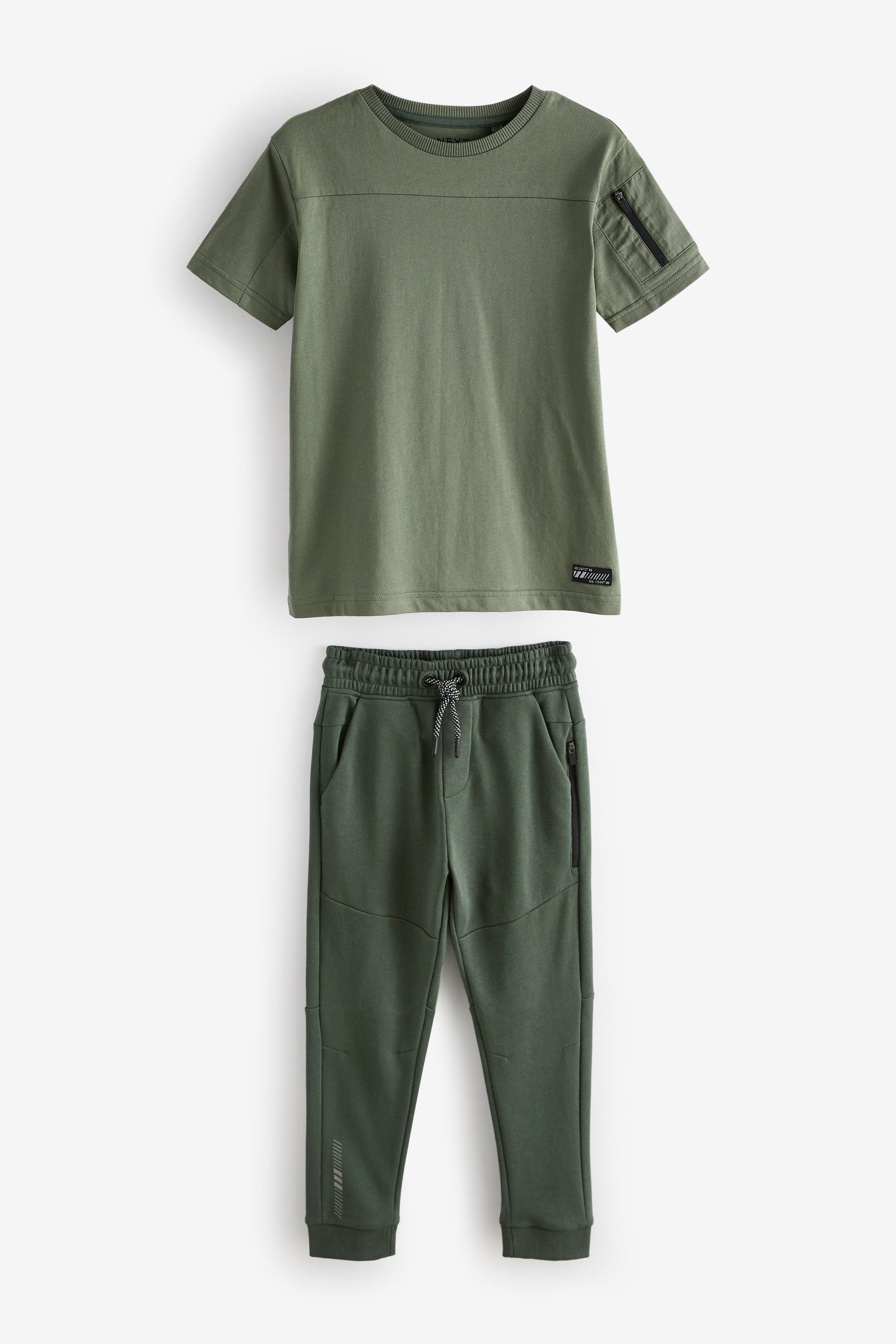 Khaki Green Utility Short Sleeve T-Shirt And Joggers Set (3-16yrs)