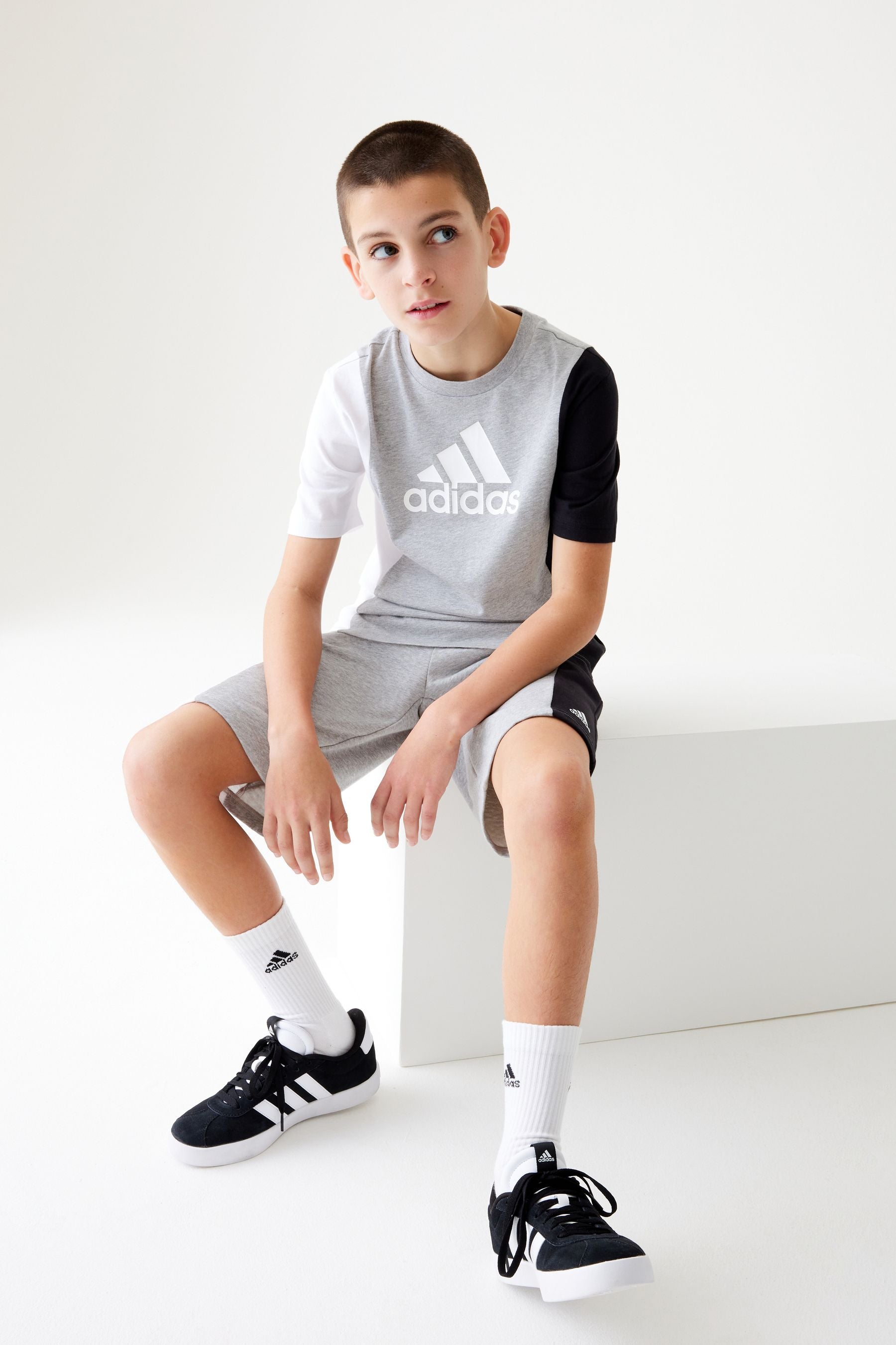 Black adidas Kids Sportswear Essentials Colourblock T-Shirts Set