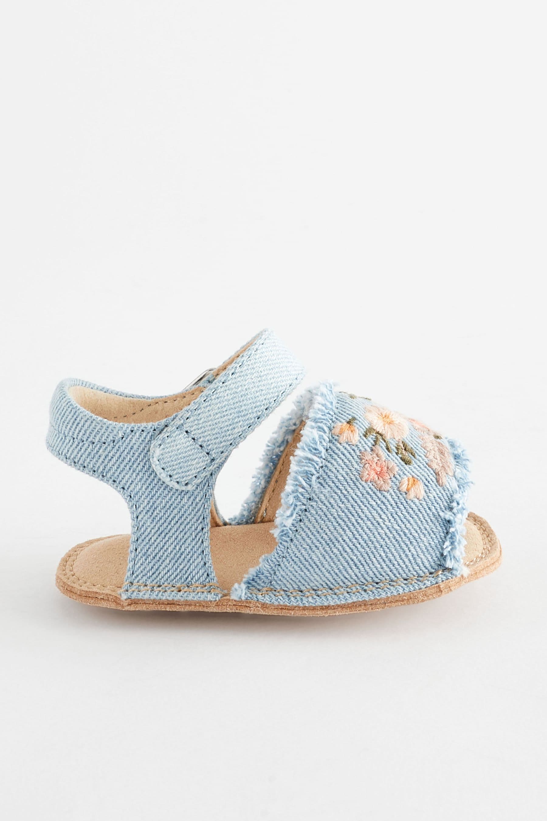 Denim Blue Embroidered Baby Sandals (0-18mths)