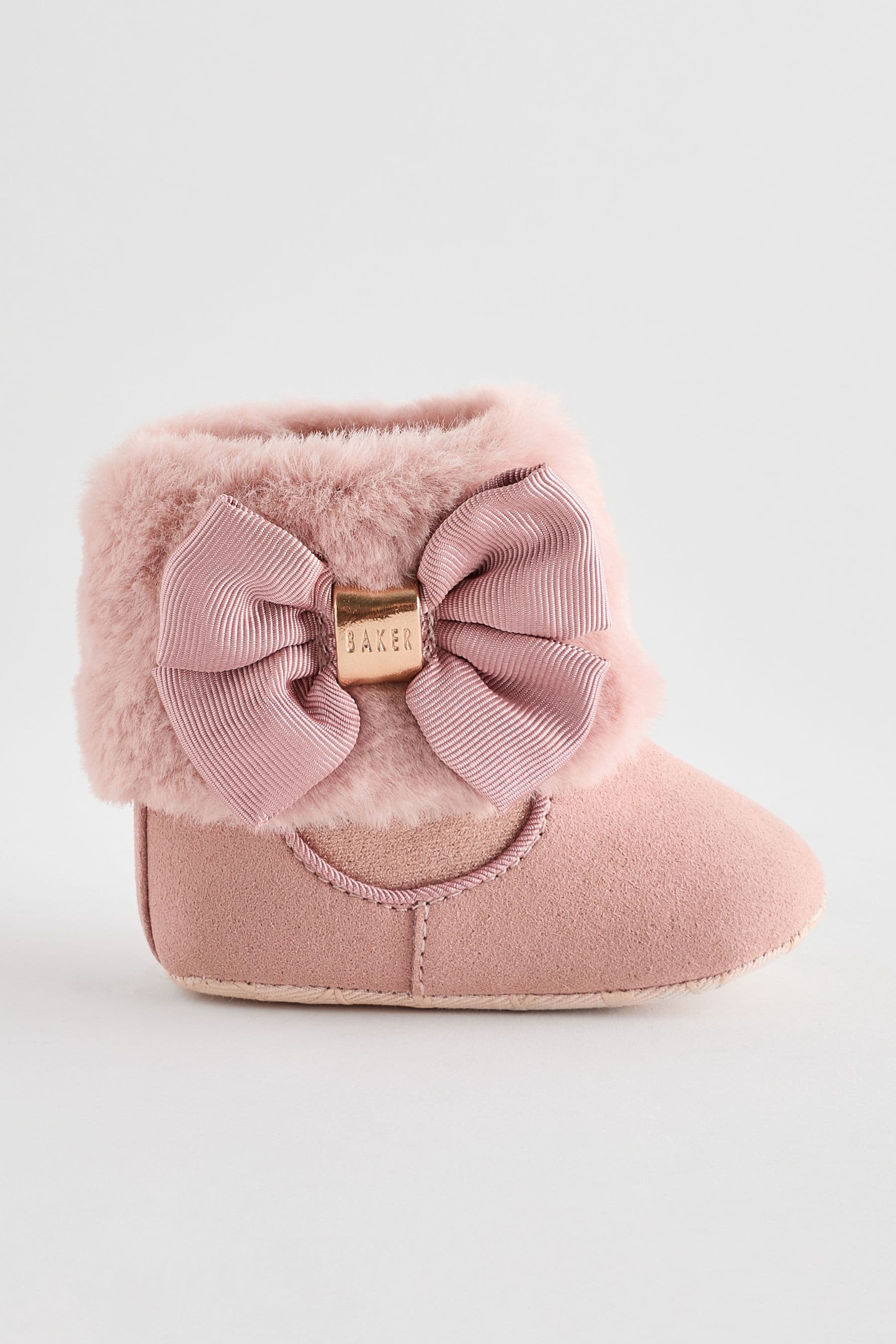 Pink Baker by Ted Baker Baby Girls Faux Fur Trim Padders Boots