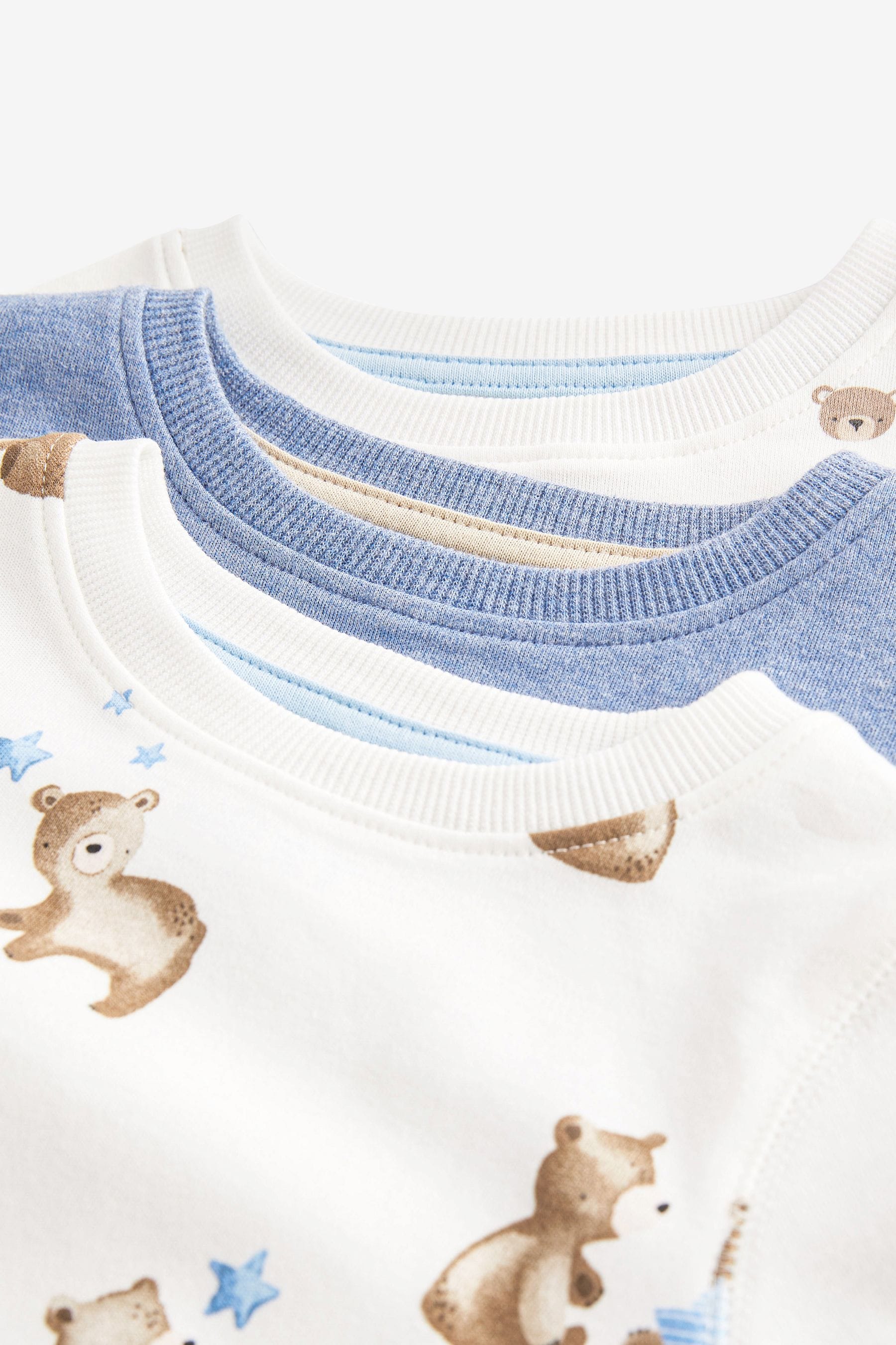 Light Blue Bear 100% Cotton Long Sleeve Pyjamas Set 3 Pack (9mths-6yrs)