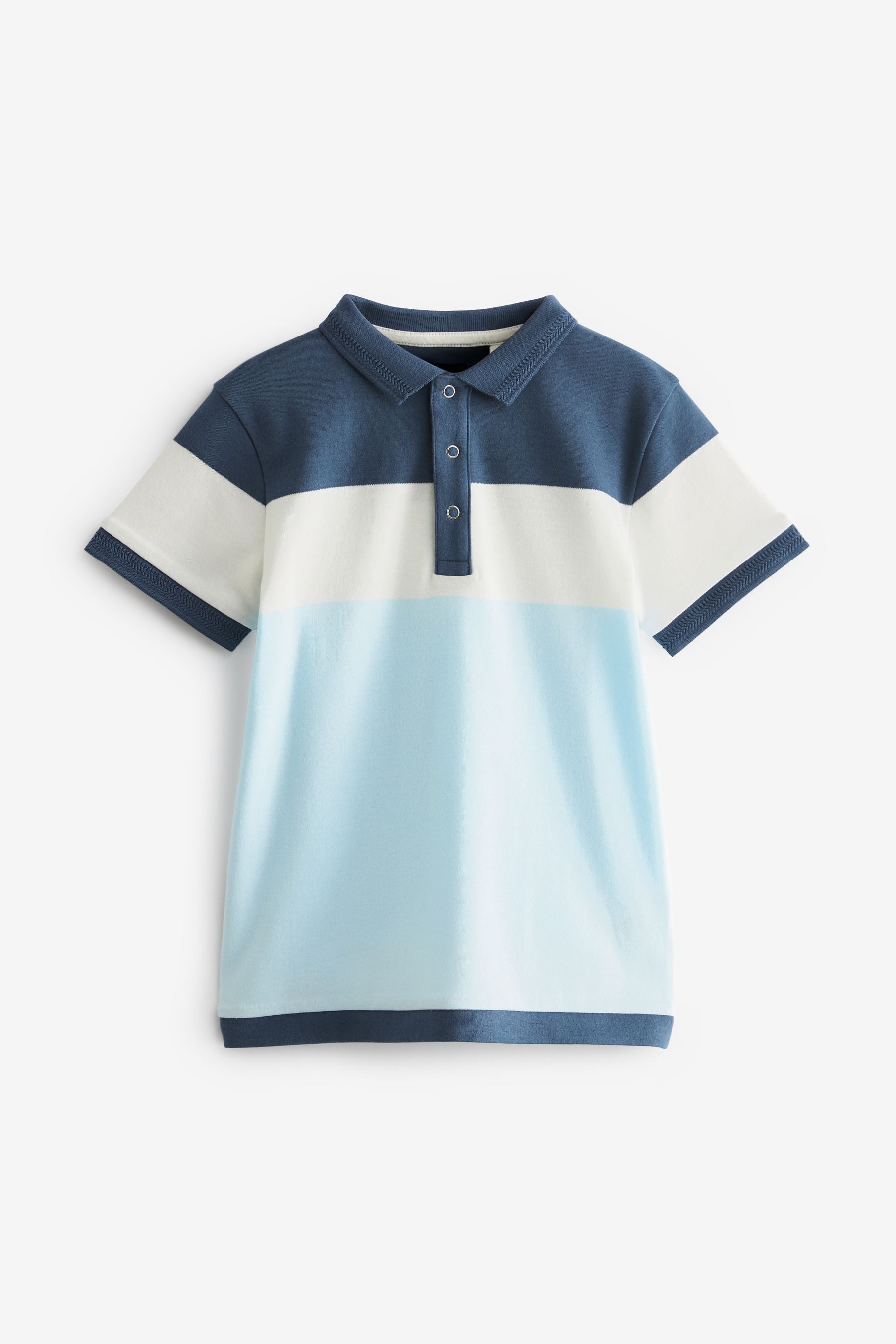 Blue/White Colourblock Short Sleeve Polo Shirt (3-16yrs)