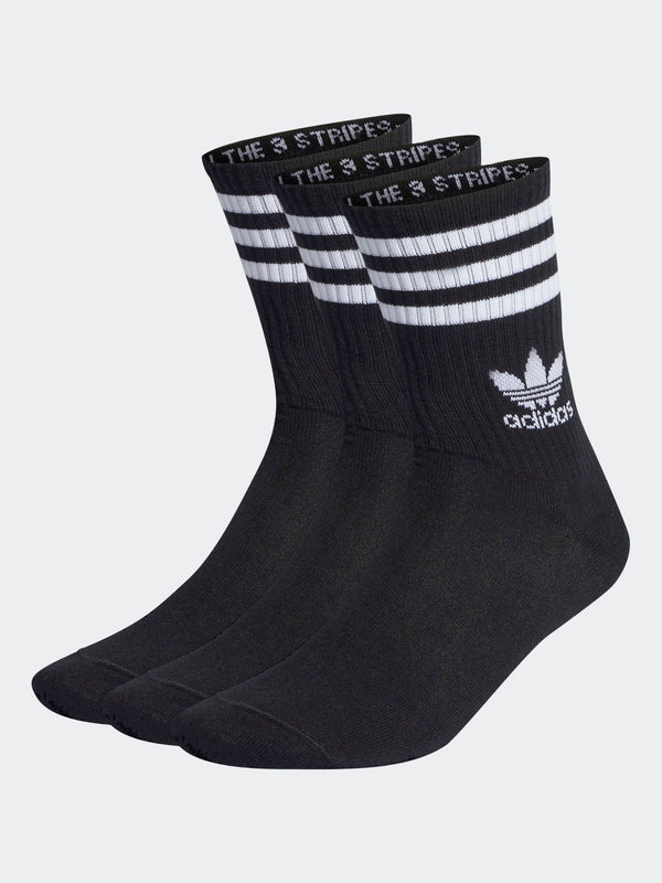 adidas Originals Black Mid Cut Crew Socks 3 Pack