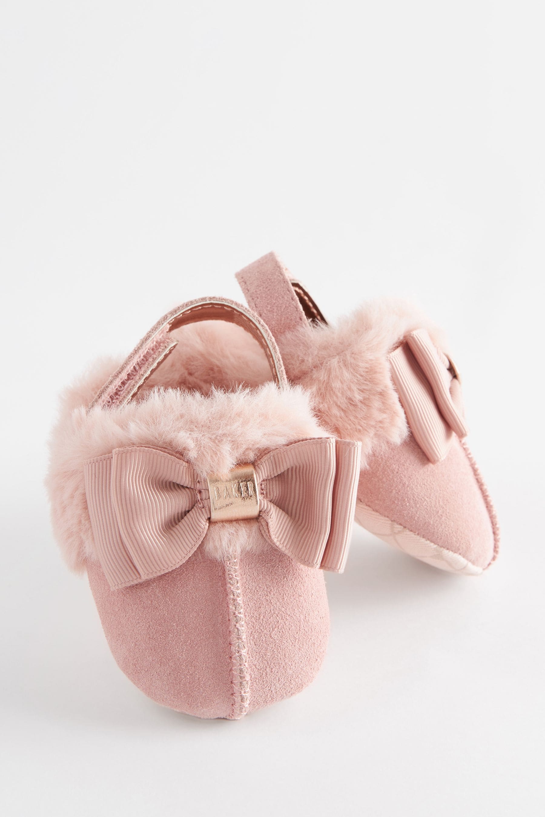 Pink Baker by Ted Baker Baby Girls Pink Faux Fur Padder Mules