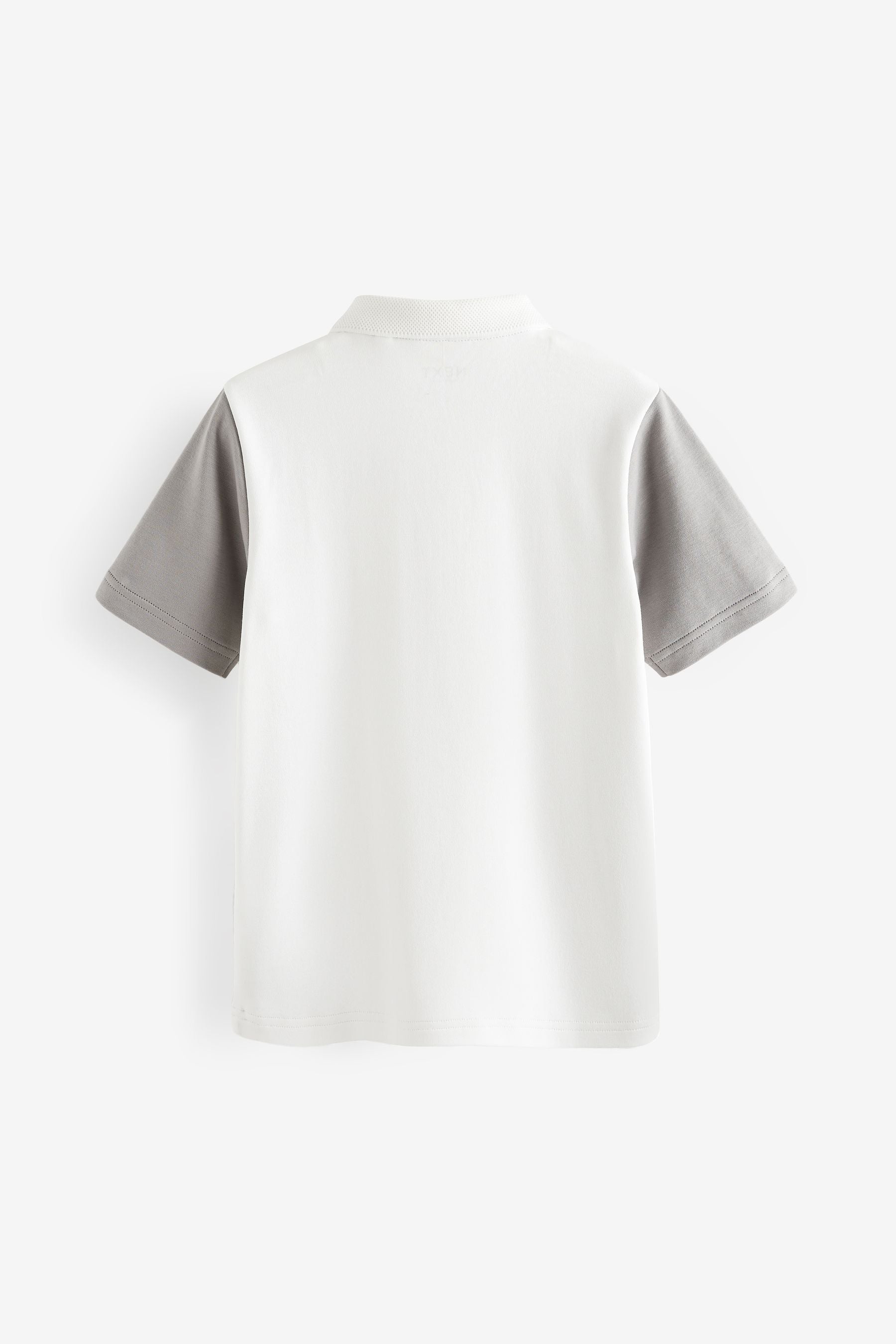 White/Grey Colourblock Short Sleeve Polo Shirt (3-16yrs)