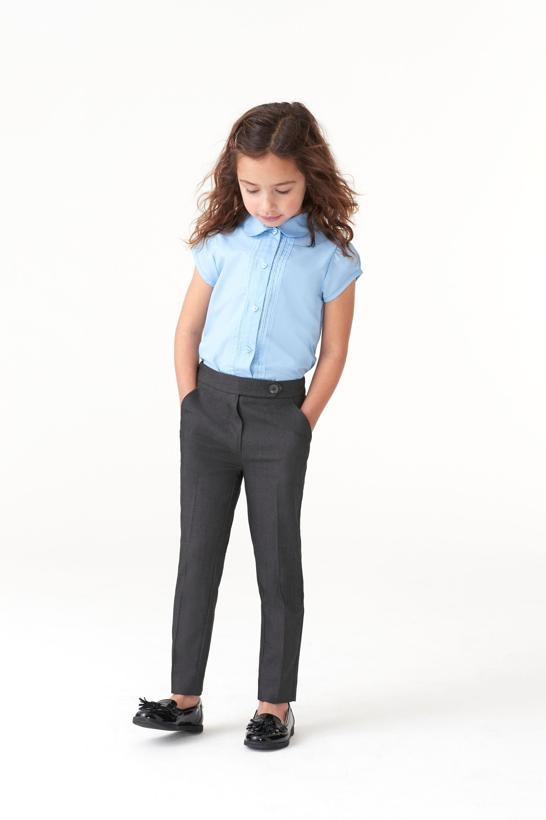 Grey Plain Front School Trousers (3-18yrs)