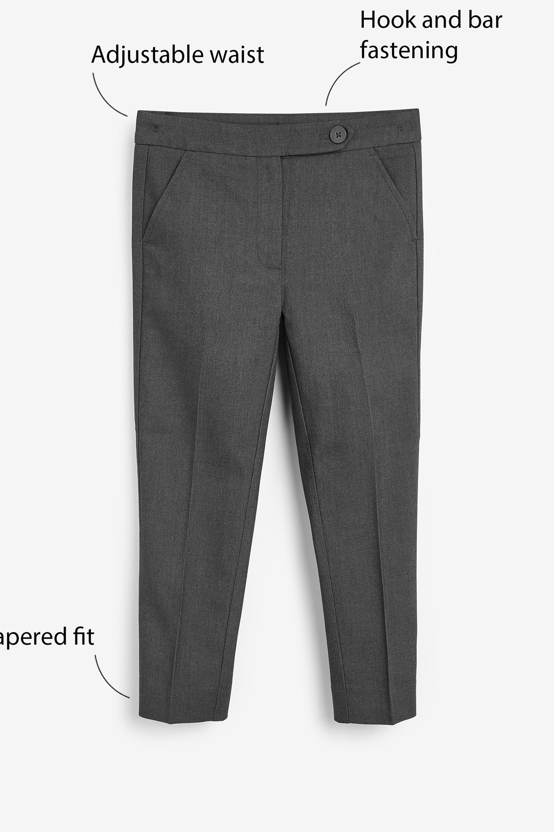 Grey Plain Front School Trousers (3-18yrs)