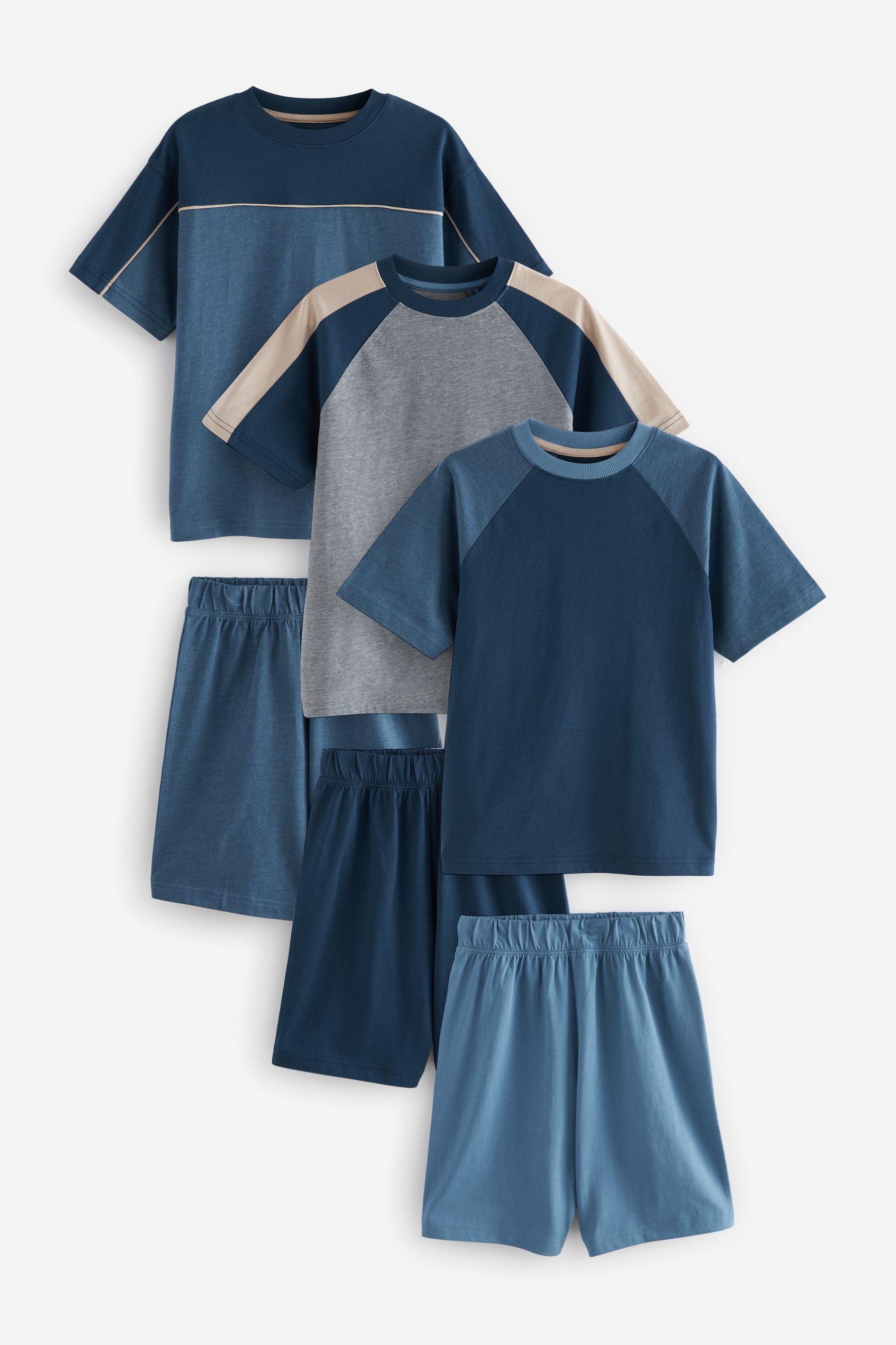 Blue 100% Cotton Short Pyjamas 3 Pack (1.5-16yrs)