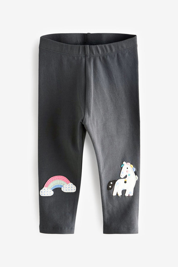 Grey Unicorn Embroidered Leggings (3mths-7yrs)