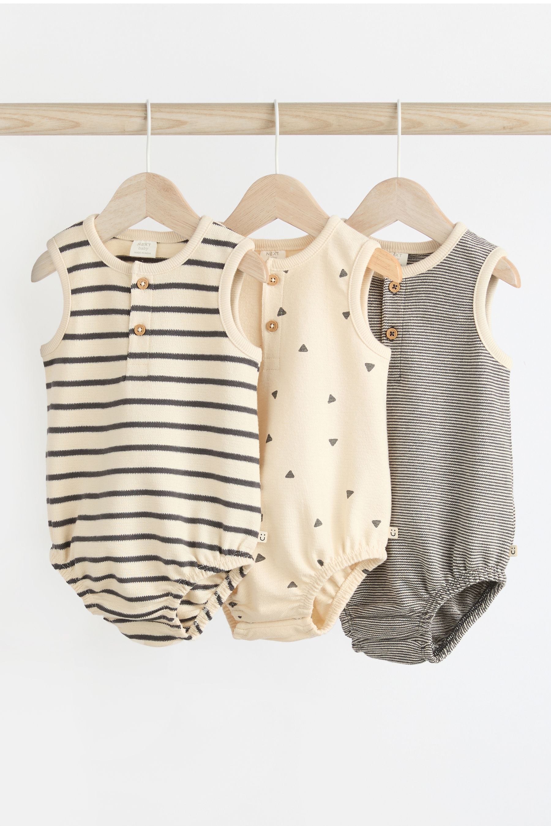 Monochrome Stripe Baby Jersey Bloomer Romper 3 Pack (0mths-3yrs)