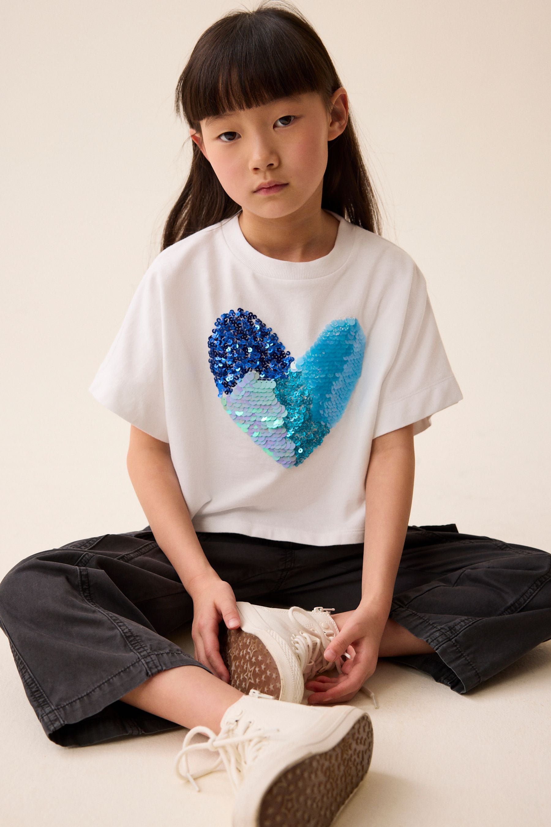 Blue Heart Sequin T-Shirt (3-16yrs)