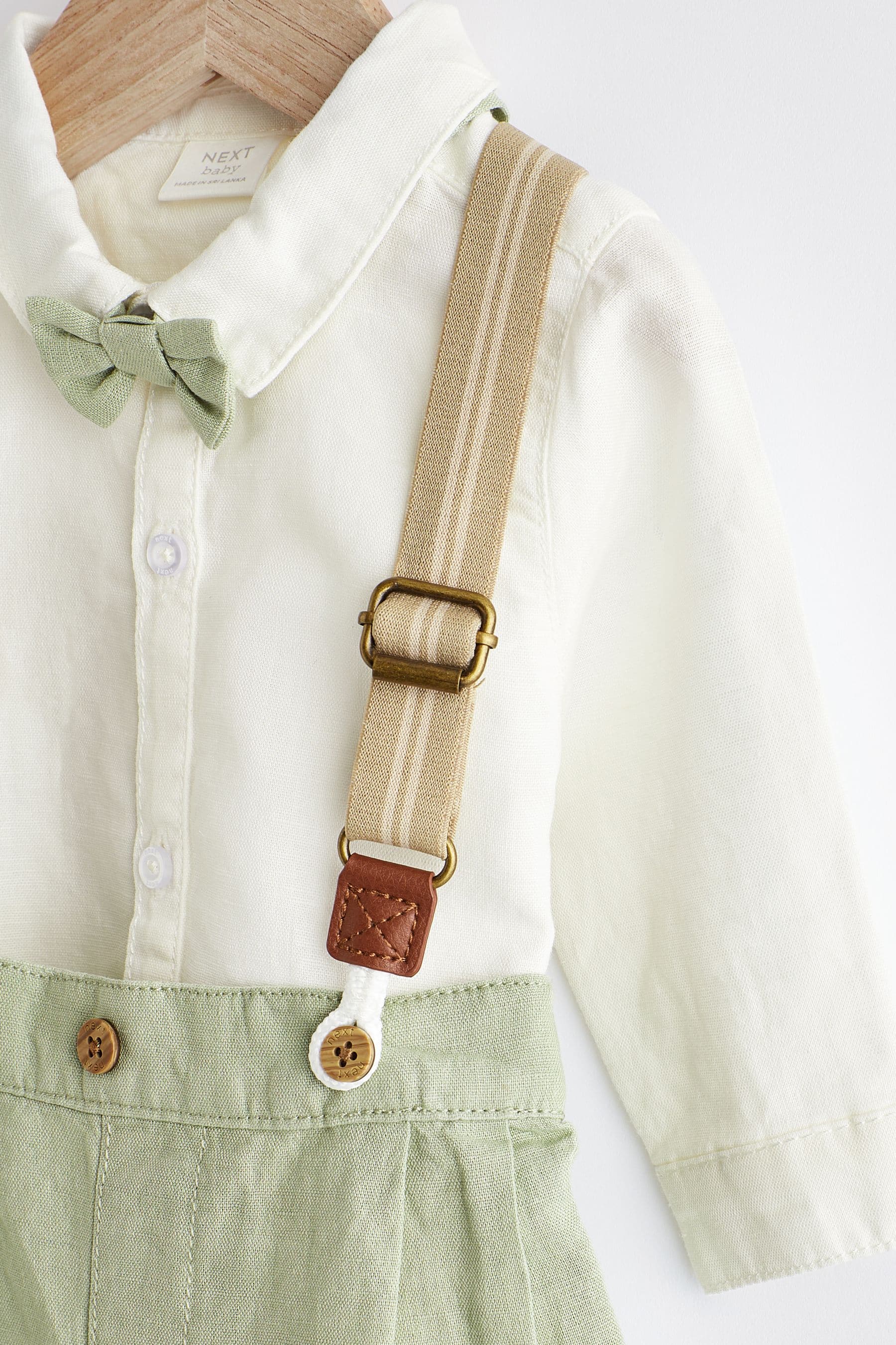 Sage Green Baby Shirt, Trousers and Braces 3 Piece Set (0mths-2yrs)