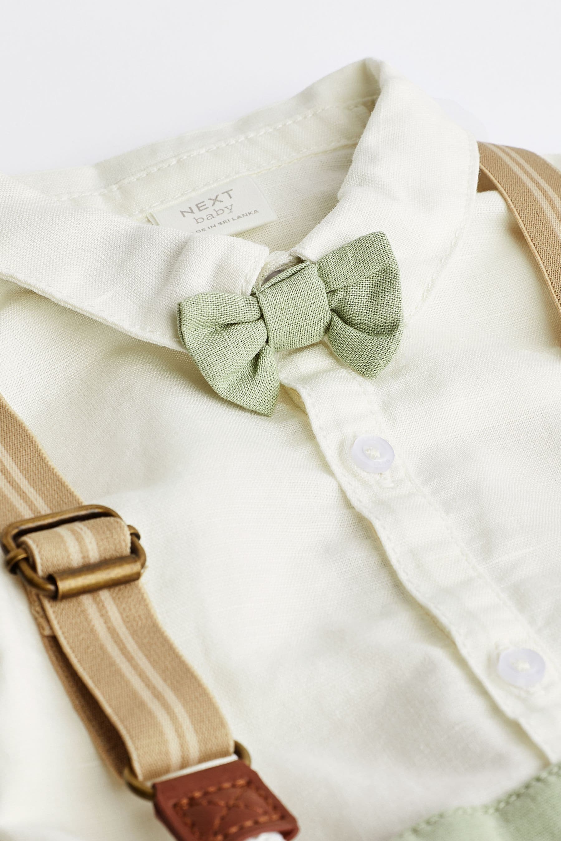 Sage Green Baby Shirt, Trousers and Braces 3 Piece Set (0mths-2yrs)