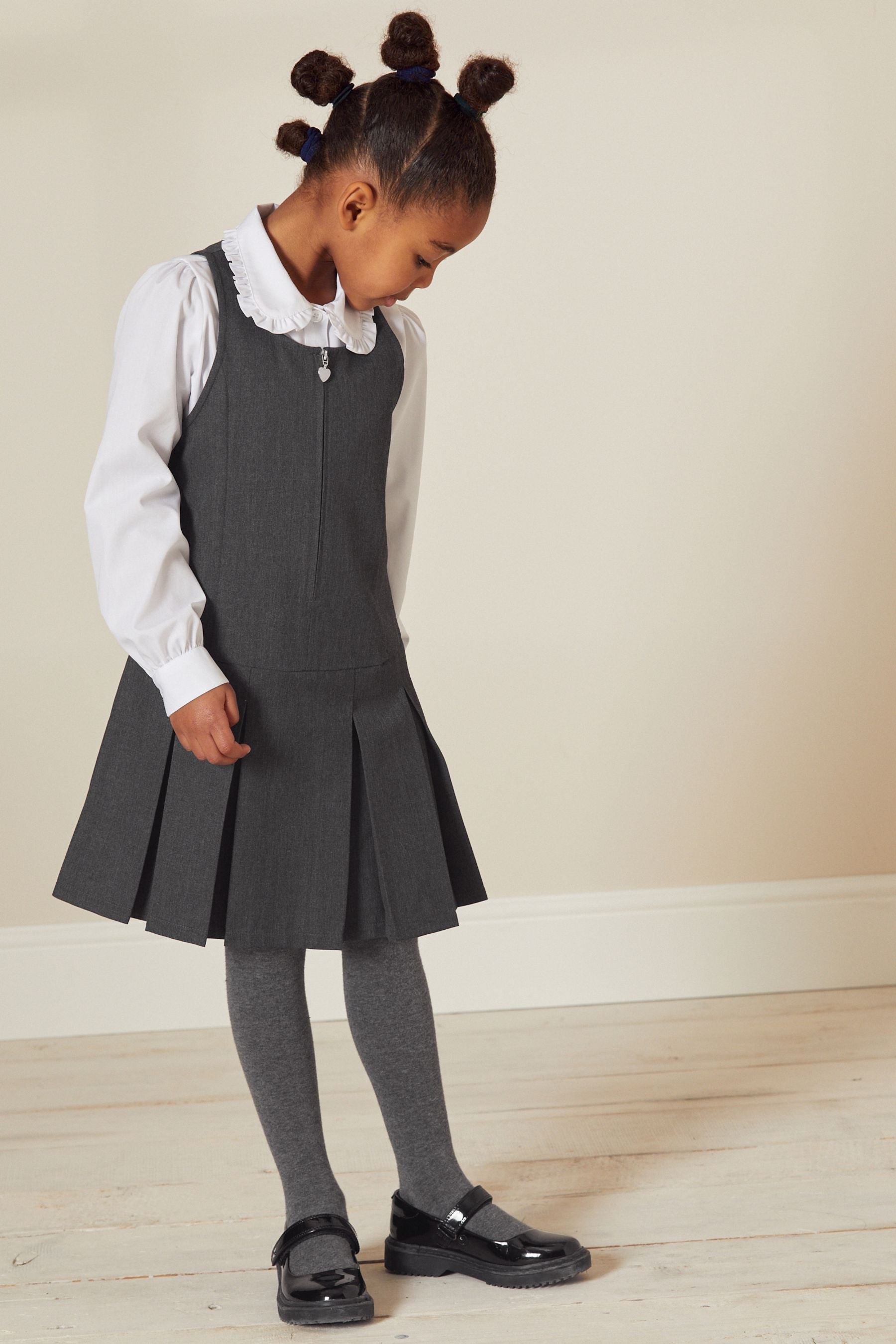 Grey Regular Fit Zip Front School Pinafore (3-14yrs)